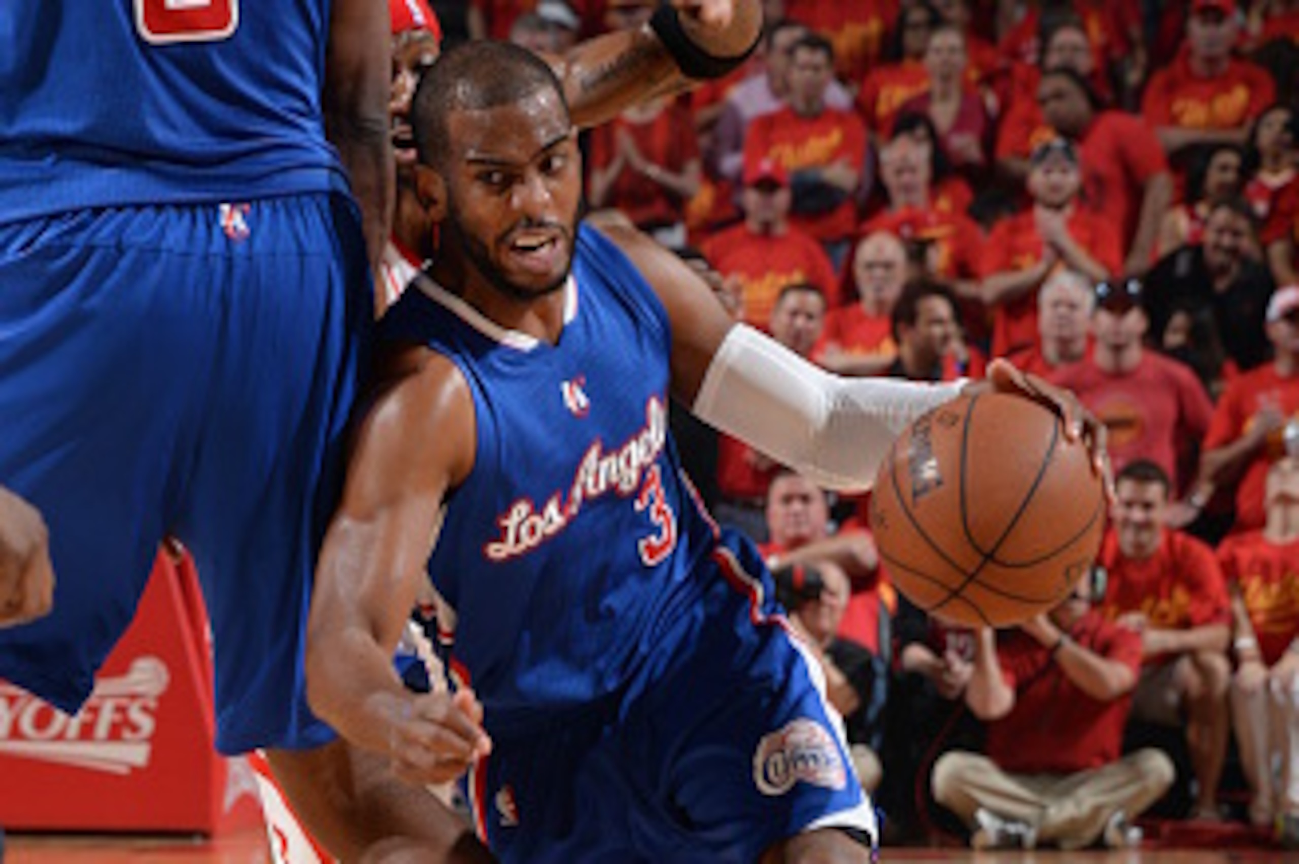 HOUSTON, TX - MAY 17:  Chris Paul #3 of the Los Angeles Clippers drives to the basket against the Houston Rockets in Game Seven of the Western Conference Semifinals during the 2015 NBA Playoffs on May 17, 2015 at the Toyota Center in Houston, Texas. NOTE 