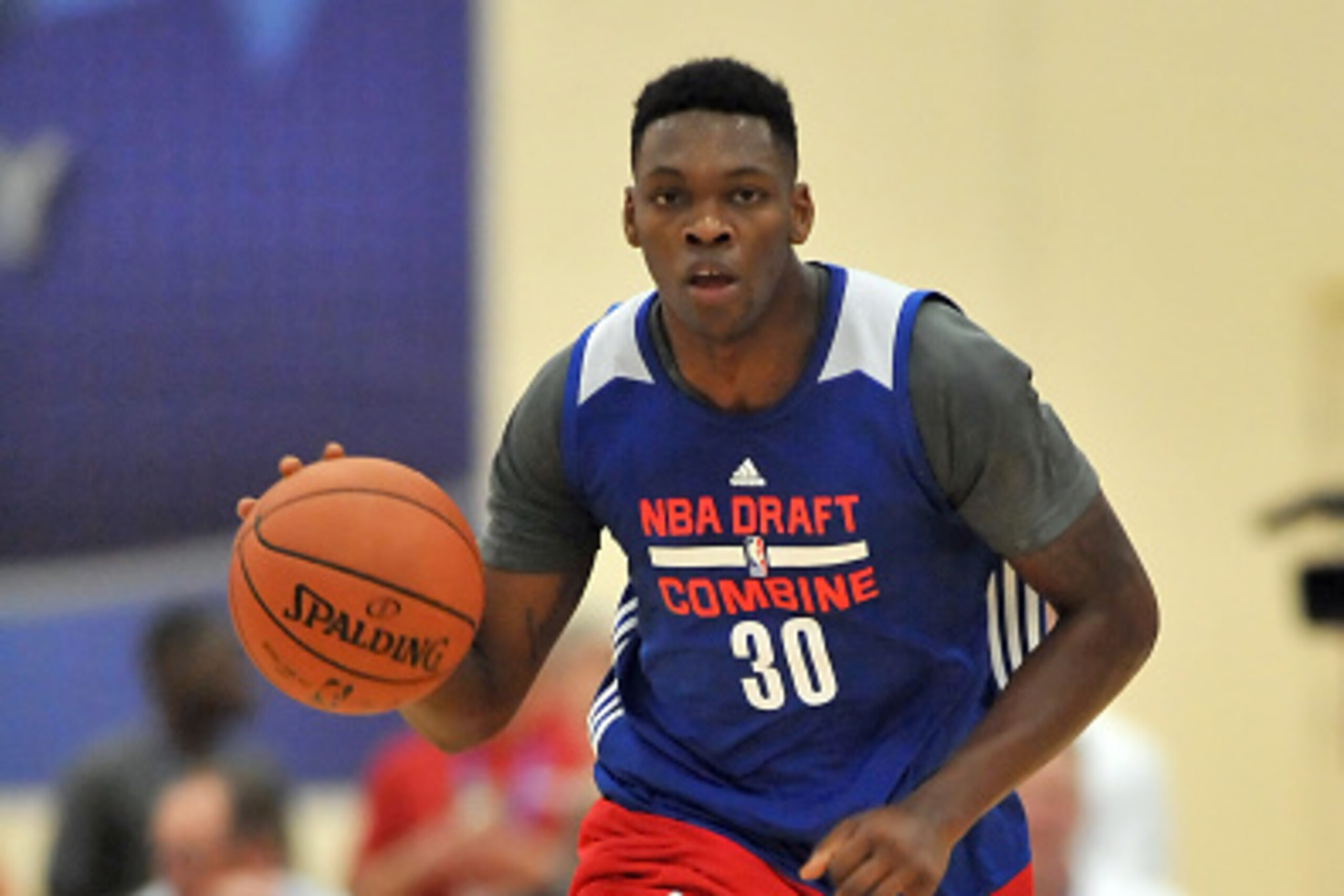 CHICAGO, IL - MAY 15:  Michael Frazier II #30 dribbles the ball up court during the 2015 NBA Draft Combine on May 15, 2015 at Quest Multiplex in Chicago, Illinois. NOTE TO USER: User expressly acknowledges and agrees that, by downloading and/or using this