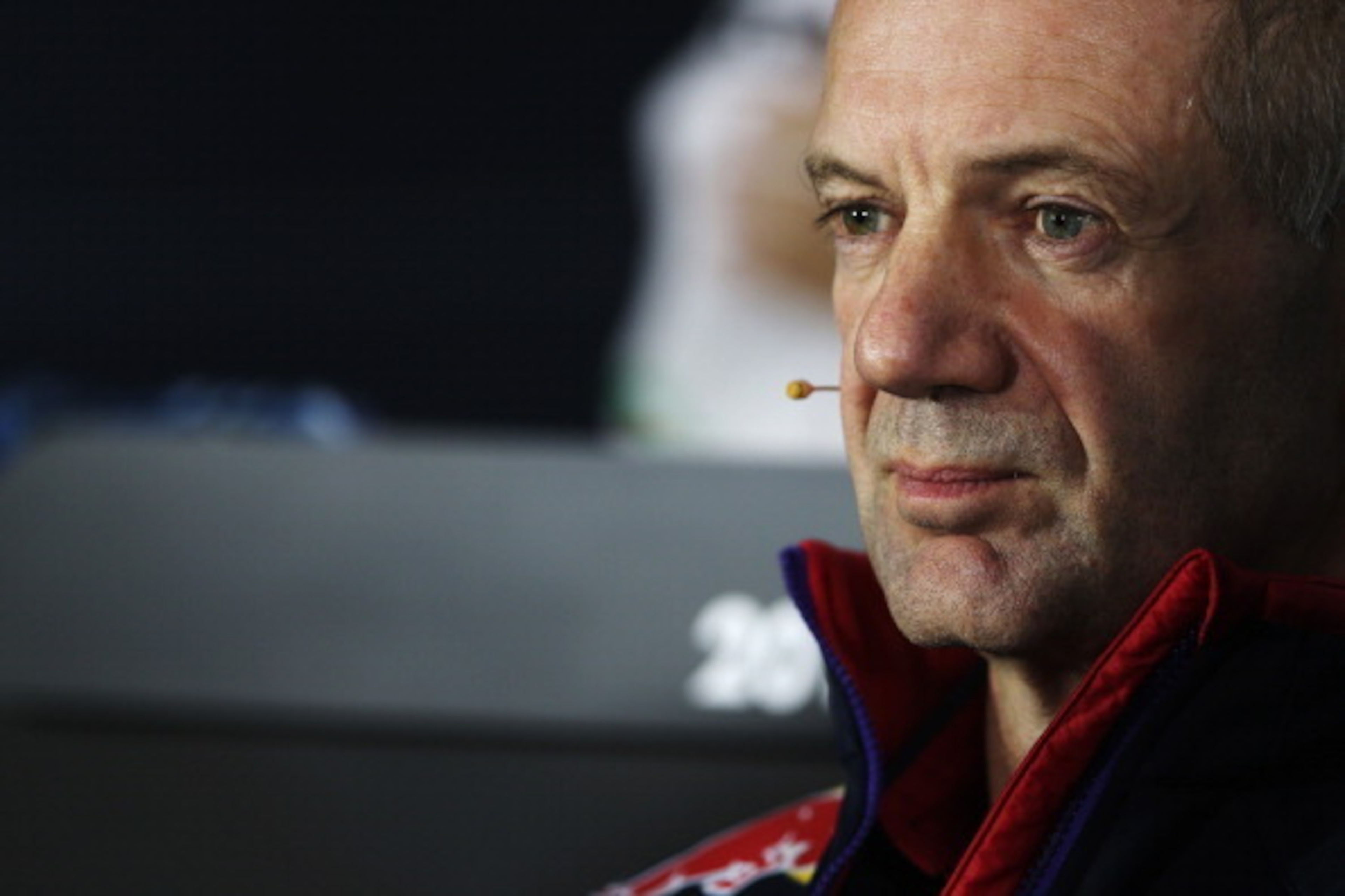 SAKHIR, BAHRAIN - APRIL 04:  Infiniti Red Bull Racing Chief Technical Officer Adrian Newey attends the official press conference following practice for the Bahrain Formula One Grand Prix at the Bahrain International Circuit on April 4, 2014 in Sakhir, Bah