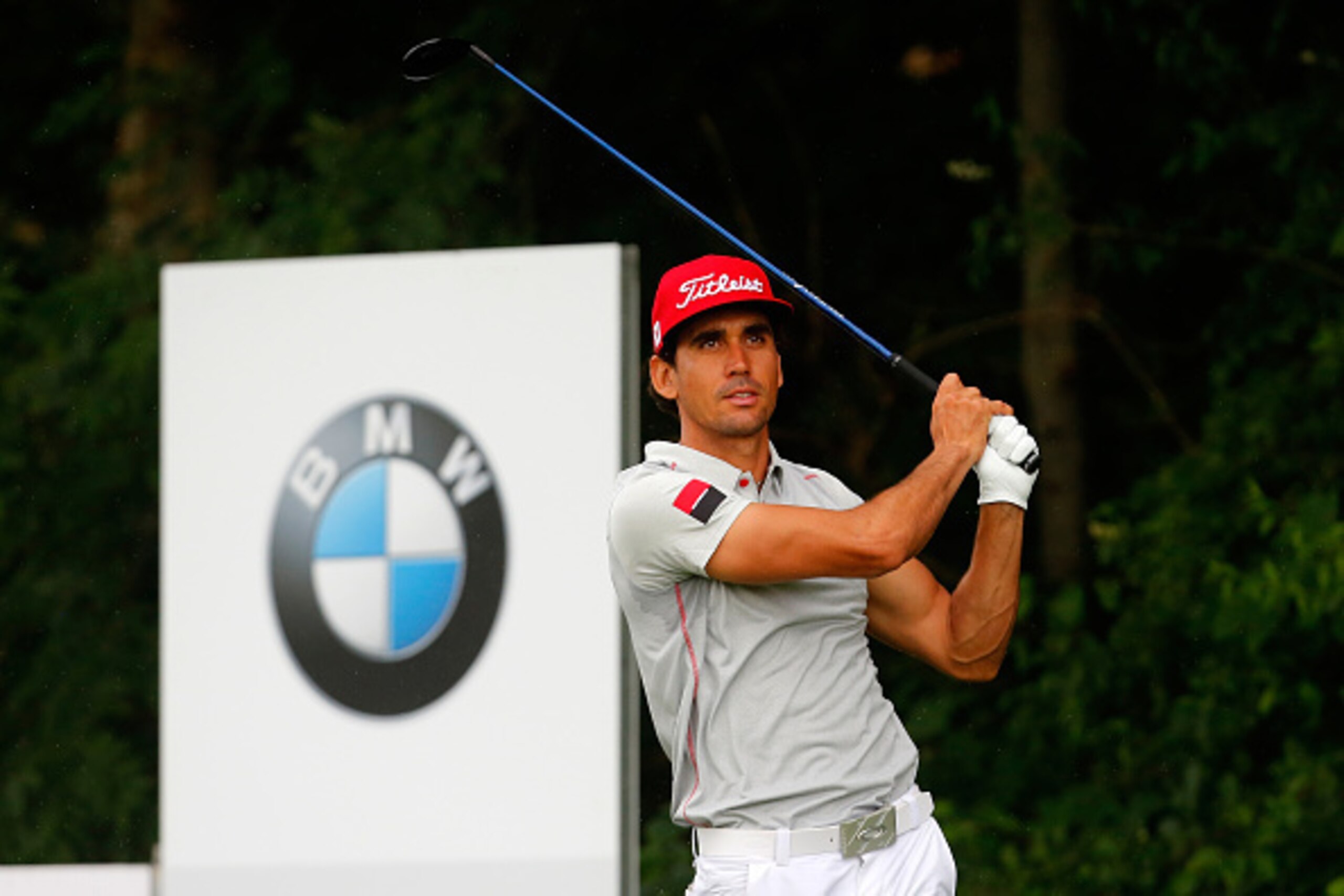 MUNICH, GERMANY - JUNE 27: Rafa Cabrera Bello of Spain tees off during the BMW International Open day three at the Eichenried Golf Club on June 27, 2015 in Munich, Germany. (Photo by Paul Thomas/Getty Images)