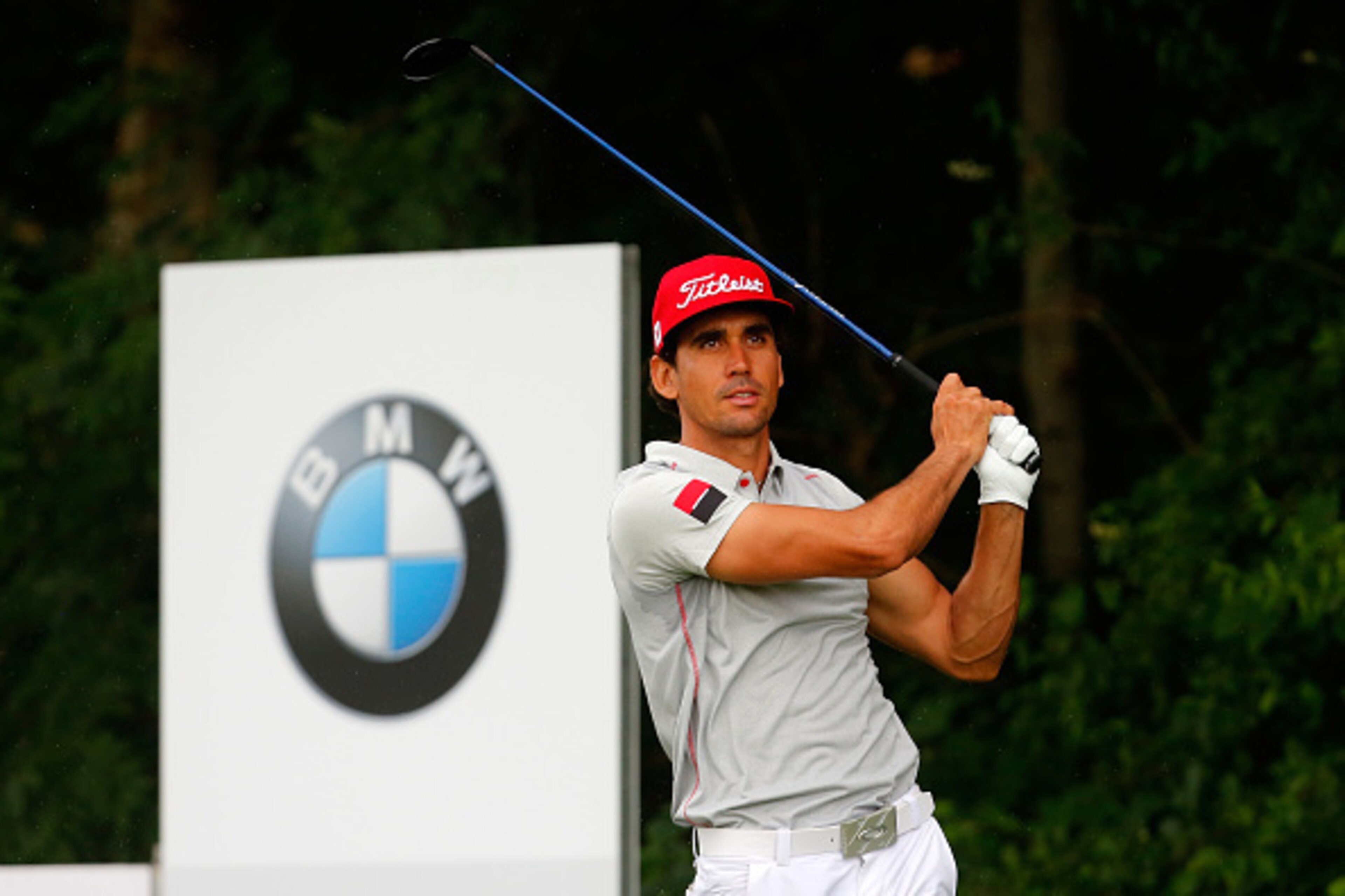 MUNICH, GERMANY - JUNE 27: Rafa Cabrera Bello of Spain tees off during the BMW International Open day three at the Eichenried Golf Club on June 27, 2015 in Munich, Germany. (Photo by Paul Thomas/Getty Images)