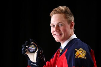 SUNRISE, FL - JUNE 26:  Lawson Crouse poses for a portrait after being selected 11th overall by the Florida Panthers during the 2015 NHL Draft at BB&T Center on June 26, 2015 in Sunrise, Florida.  (Photo by Mike Ehrmann/Getty Images)