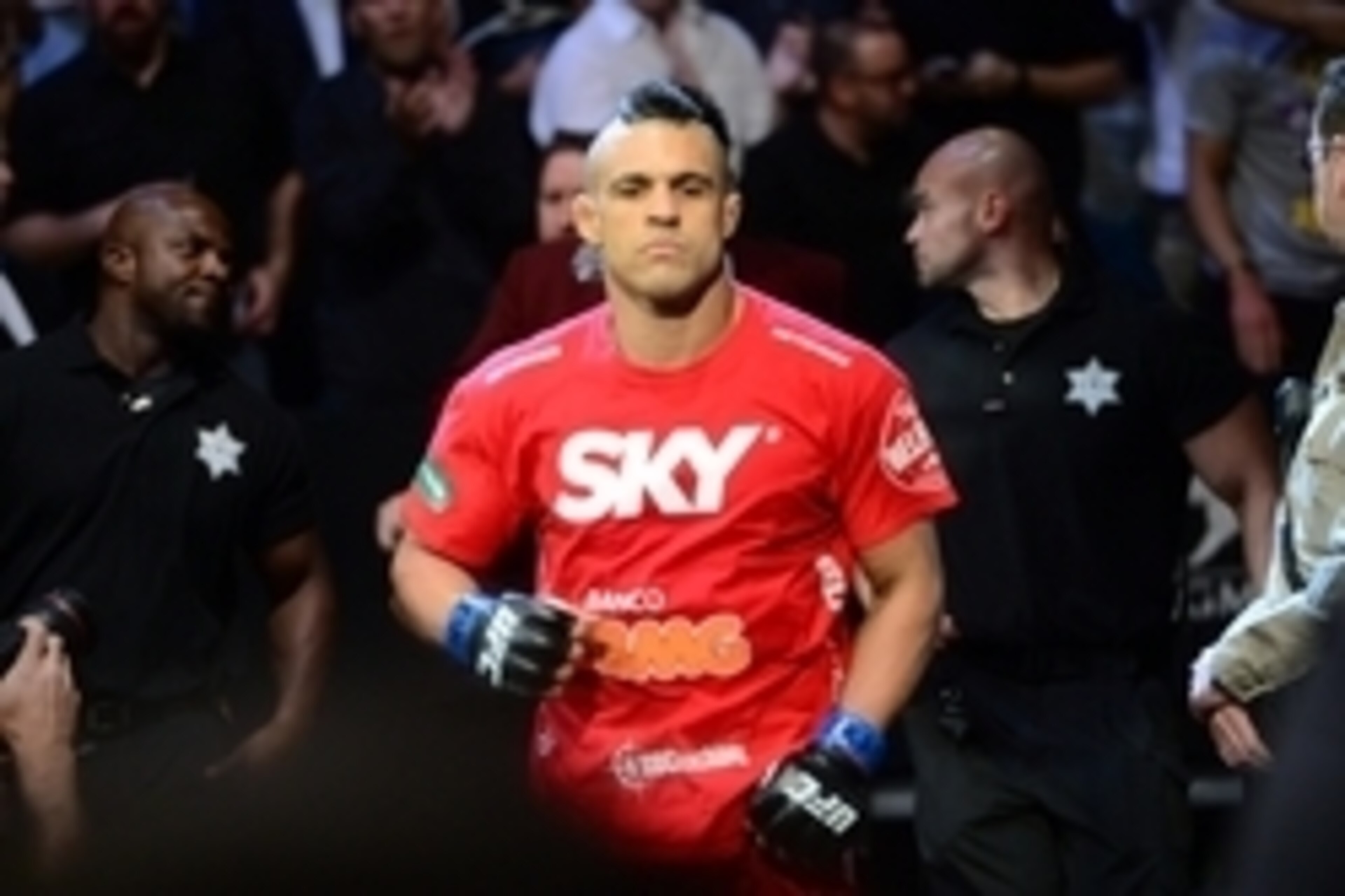 May 23, 2015; Las Vegas, NV, USA; Vitor Belfort (blue gloves) enters the arena for his bout against Chris Wiedman (not pictured) for the middleweight championship during UFC 187 at MGM Grand Garden Arena. Weidman won via first round TKO. Mandatory Credit: