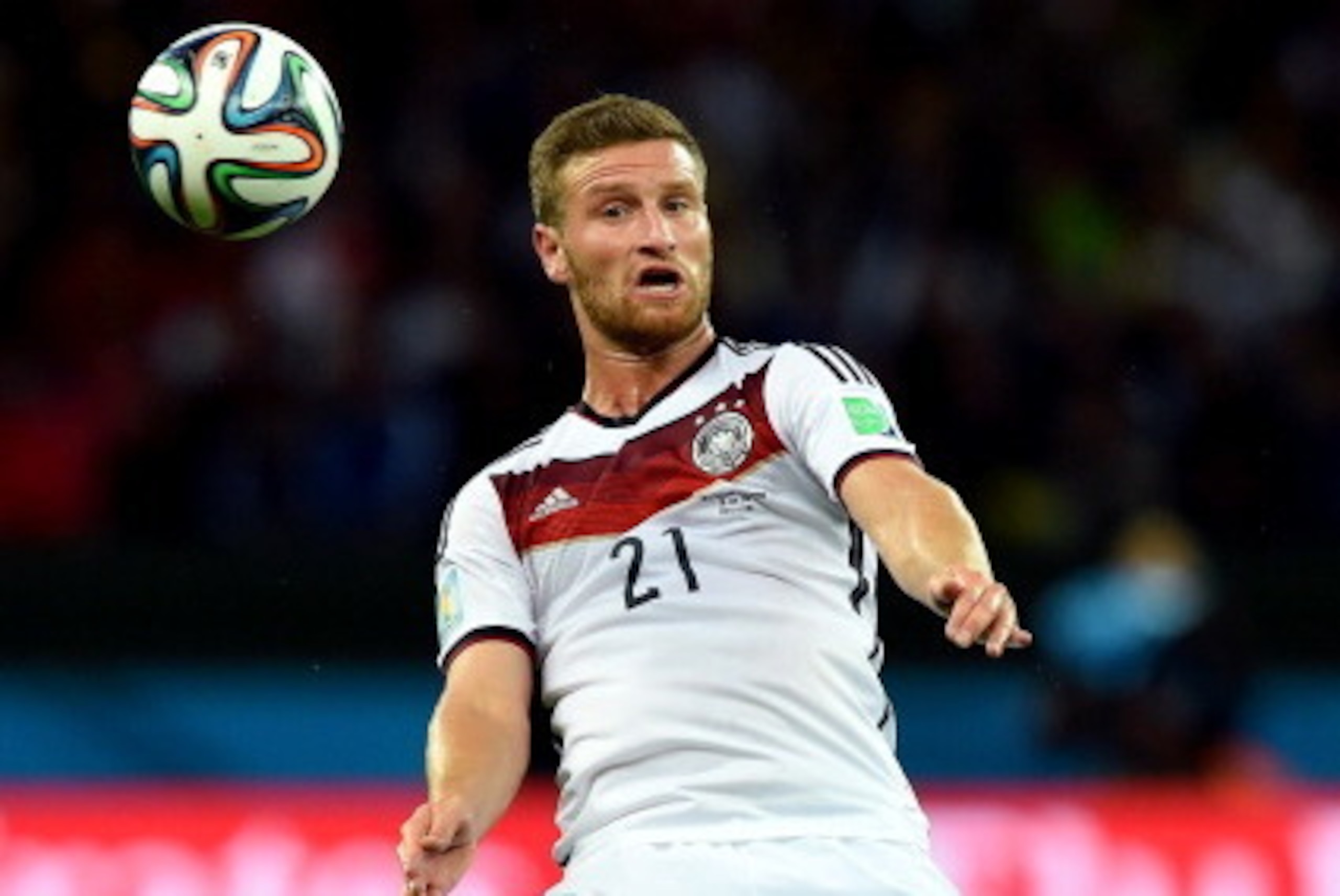 PORTO ALEGRE, BRAZIL - JUNE 30:  Shkodran Mustafi of Germany controls the ball during the 2014 FIFA World Cup Brazil Round of 16 match between Germany and Algeria at Estadio Beira-Rio on June 30, 2014 in Porto Alegre, Brazil.  (Photo by Matthias Hangst/Ge