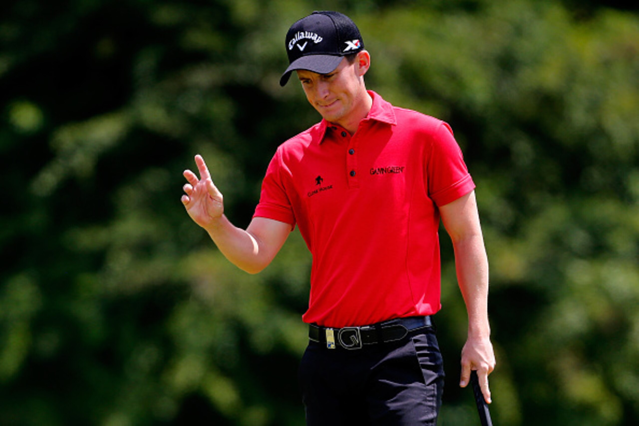 MUNICH, GERMANY - JUNE 28: Chris Paisley of England gestures after making a birdie putt during the BMW International Open day four at the Eichenried Golf Club on June 28, 2015 in Munich, Germany. (Photo by Paul Thomas/Getty Images)