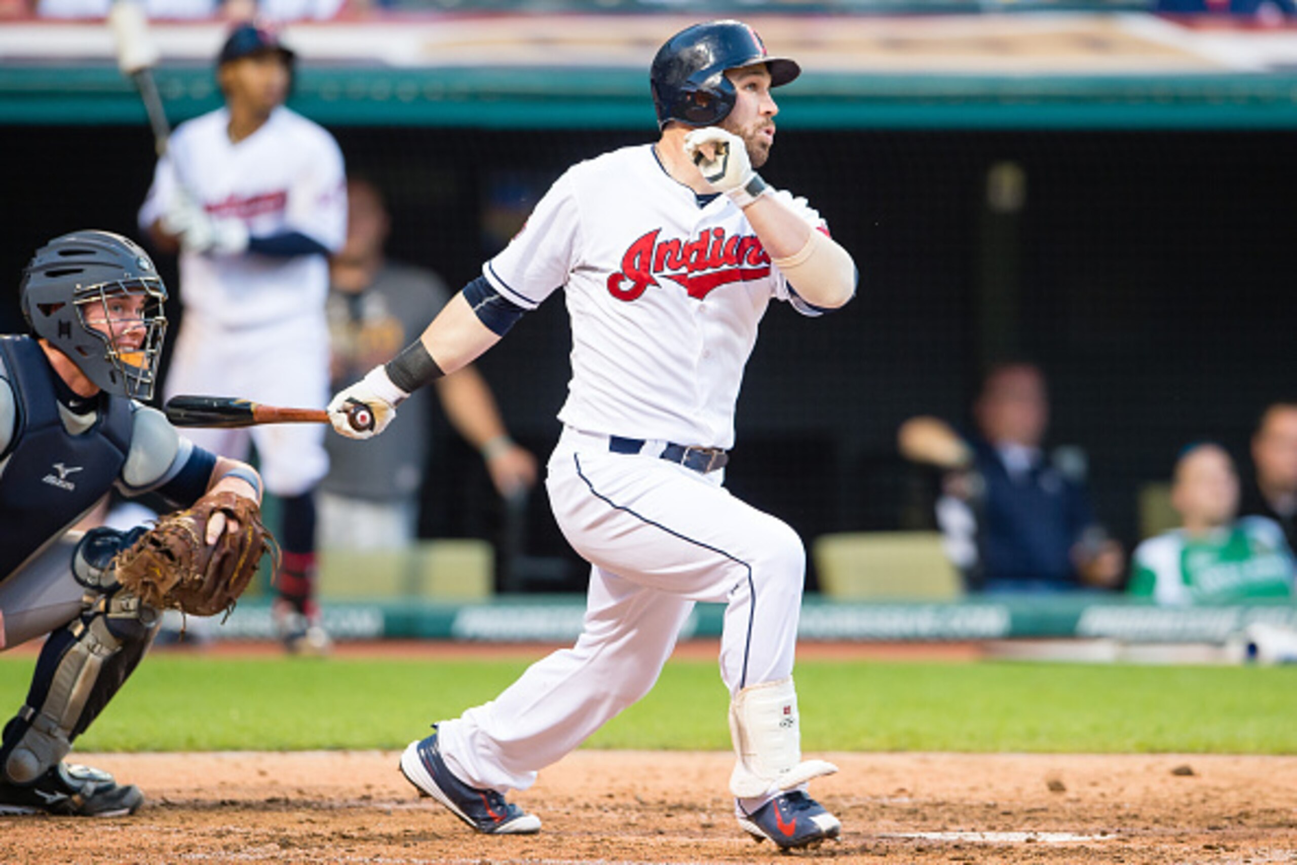 CLEVELAND, OH -  JUNE 22: Jason Kipnis #22 of the Cleveland Indians hits an RBI double during the third inning against the Detroit Tigers at Progressive Field on June 22, 2015 in Cleveland, Ohio. (Photo by Jason Miller/Getty Images)