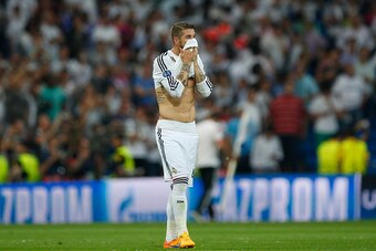 MADRID, SPAIN - MAY 13:  A dejected Sergio Ramos of Real Madrid reacts following his team's exit from the competition during the UEFA Champions League Semi Final, second leg match between Real Madrid and Juventus at Estadio Santiago Bernabeu on May 13, 20