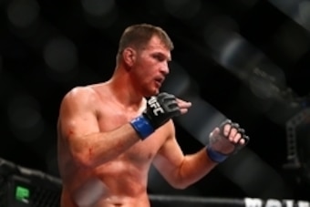 December 13, 2014; Phoenix, AZ, USA; Stipe Miocic against Junior Dos Santos (not pictured) during UFC Fight Night at US Airways Center. Mandatory Credit: Mark J. Rebilas-USA TODAY Sports