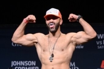 May 22, 2015; Las Vegas, NV, USA; Andrei Arlovski weighs in for his heavyweight bout against Travis Browne (not pictured) at MGM Grand Ballroom. Mandatory Credit: Joe Camporeale-USA TODAY Sports