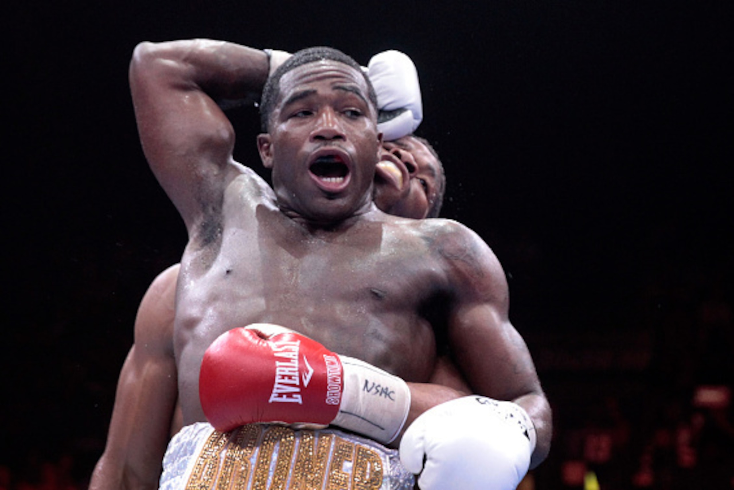 LAS VEGAS, NV - JUNE 20: Adrien Broner (L) hits Shawn Porter behind his head during their welterweight fight at MGM Grand Garden Arena on June 20, 2015 in Las Vegas, Nevada. Porter won the fight by unanimous decision. (Photo by Steve Marcus/Getty Images LAS VEGAS, NV - JUNE 20: Adrien Broner (L) hits Shawn Porter behind his head during their welterweight fight at MGM Grand Garden Arena on June 20, 2015 in Las Vegas, Nevada. Porter won the fight by unanimous decision. (Photo by Steve Marcus/Getty Images