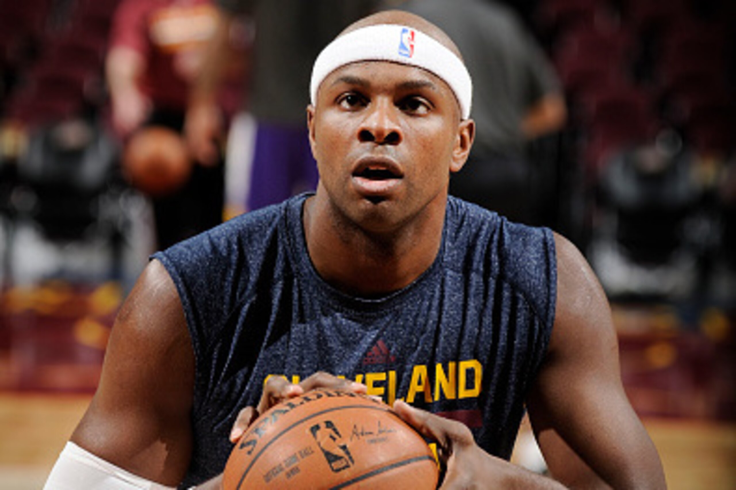CLEVELAND, OH -  FEBRUARY 8: Brendan Haywood #33 of the Cleveland Cavaliers warms up before the game against the Los Angeles Lakers on February 8, 2015 at Quicken Loans Arena in Cleveland, Ohio. NOTE TO USER: User expressly acknowledges and agrees that, b