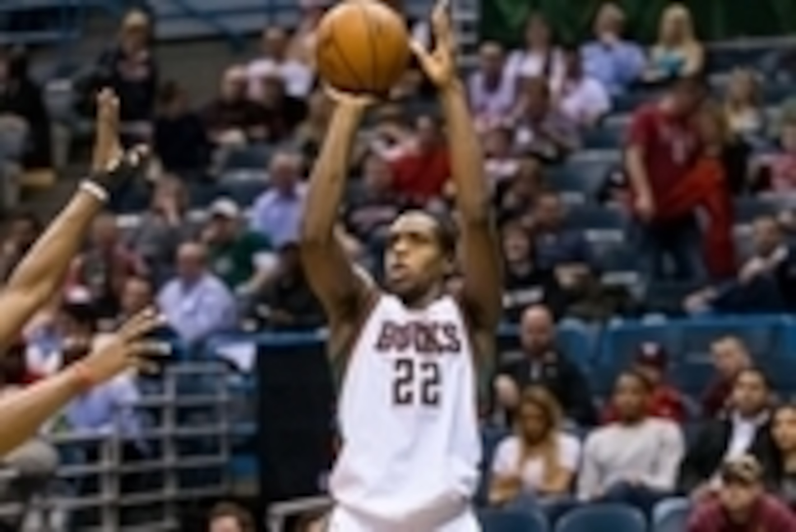 Apr 1, 2015; Milwaukee, WI, USA; Milwaukee Bucks guard Khris Middleton (22) during the game against the Chicago Bulls at BMO Harris Bradley Center. Milwaukee won 95-91. Mandatory Credit: Jeff Hanisch-USA TODAY Sports Apr 1, 2015; Milwaukee, WI, USA; Milwaukee Bucks guard Khris Middleton (22) during the game against the Chicago Bulls at BMO Harris Bradley Center. Milwaukee won 95-91. Mandatory Credit: Jeff Hanisch-USA TODAY Sports