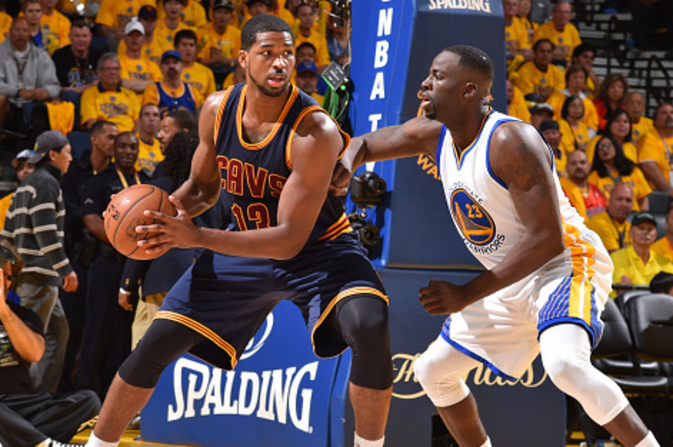 OAKLAND, CA - JUNE 14: Tristan Thompson #13 of the Cleveland Cavaliers backs up to the basket against the Golden State Warriors at the Oracle Arena During Game five of the 2015 NBA Finals on June 14, 2015 in Oakland, California NOTE TO USER: User express OAKLAND, CA - JUNE 14: Tristan Thompson #13 of the Cleveland Cavaliers backs up to the basket against the Golden State Warriors at the Oracle Arena During Game five of the 2015 NBA Finals on June 14, 2015 in Oakland, California NOTE TO USER: User express