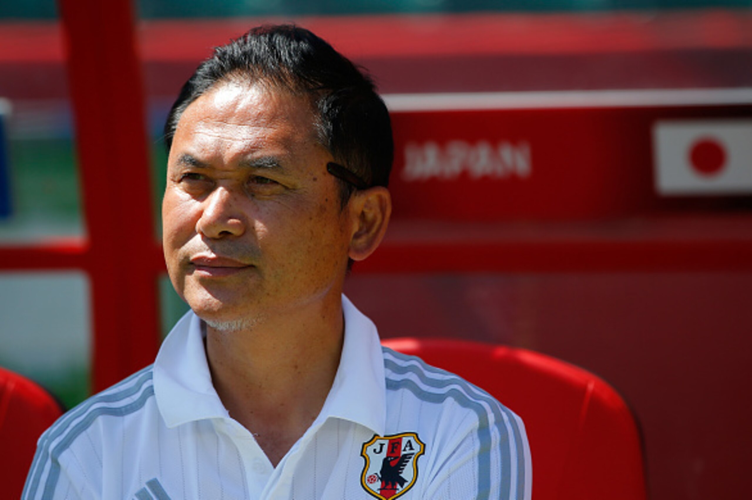 EDMONTON, AB - JUNE 27:  Norio Sasaki of Japan looks on prior to the FIFA Women's World Cup Canada 2015 Quarter Final match between Australia and Japan at Commonwealth Stadium on June 27, 2015 in Edmonton, Canada.  (Photo by Kevin C. Cox/Getty Images)