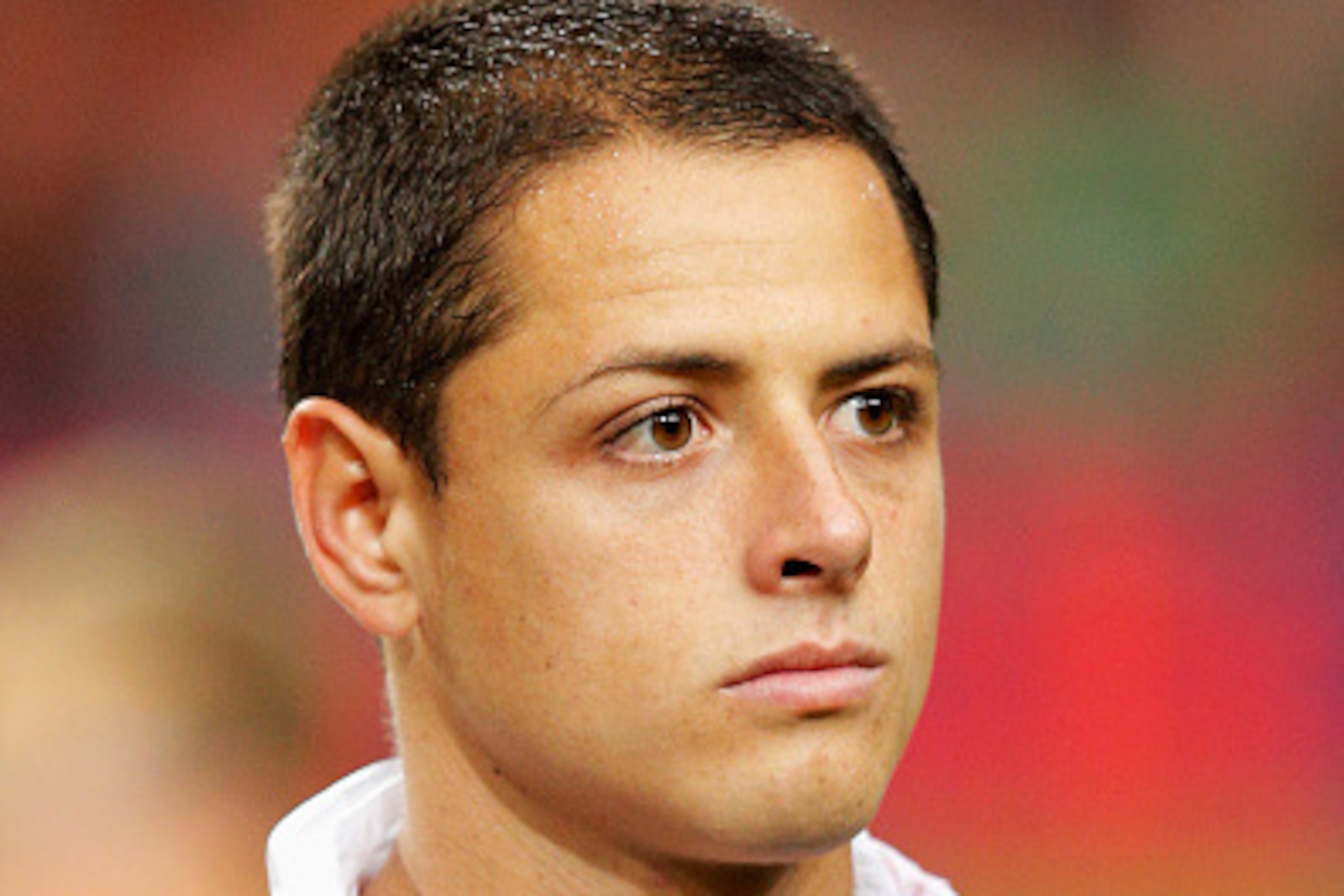 AMSTERDAM, NETHERLANDS - NOVEMBER 12:  Javier Hernandez of Mexico stands for the national anthems prior to the international friendly match between Netherlands and Mexico held at the Amsterdam ArenA on November 12, 2014 in Amsterdam, Netherlands.  (Photo 