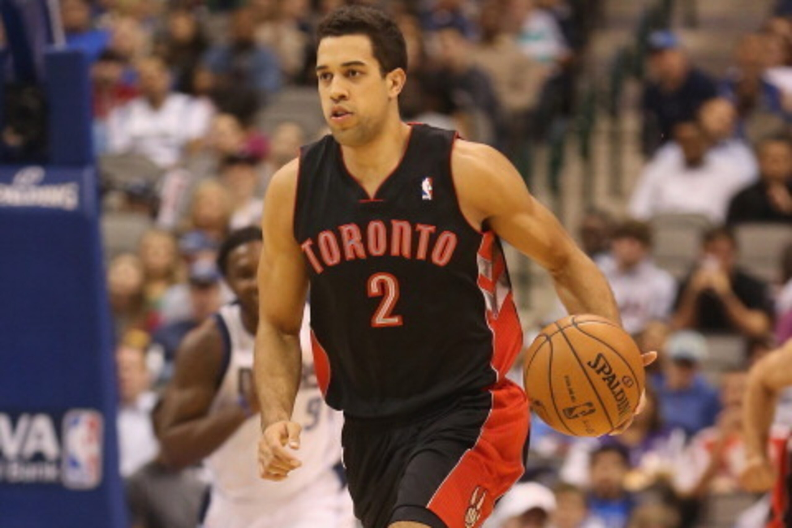 DALLAS, TX - NOVEMBER 07:  Landry Fields #2 of the Toronto Raptors at American Airlines Center on November 7, 2012 in Dallas, Texas.  NOTE TO USER: User expressly acknowledges and agrees that, by downloading and or using this photograph, User is consentin