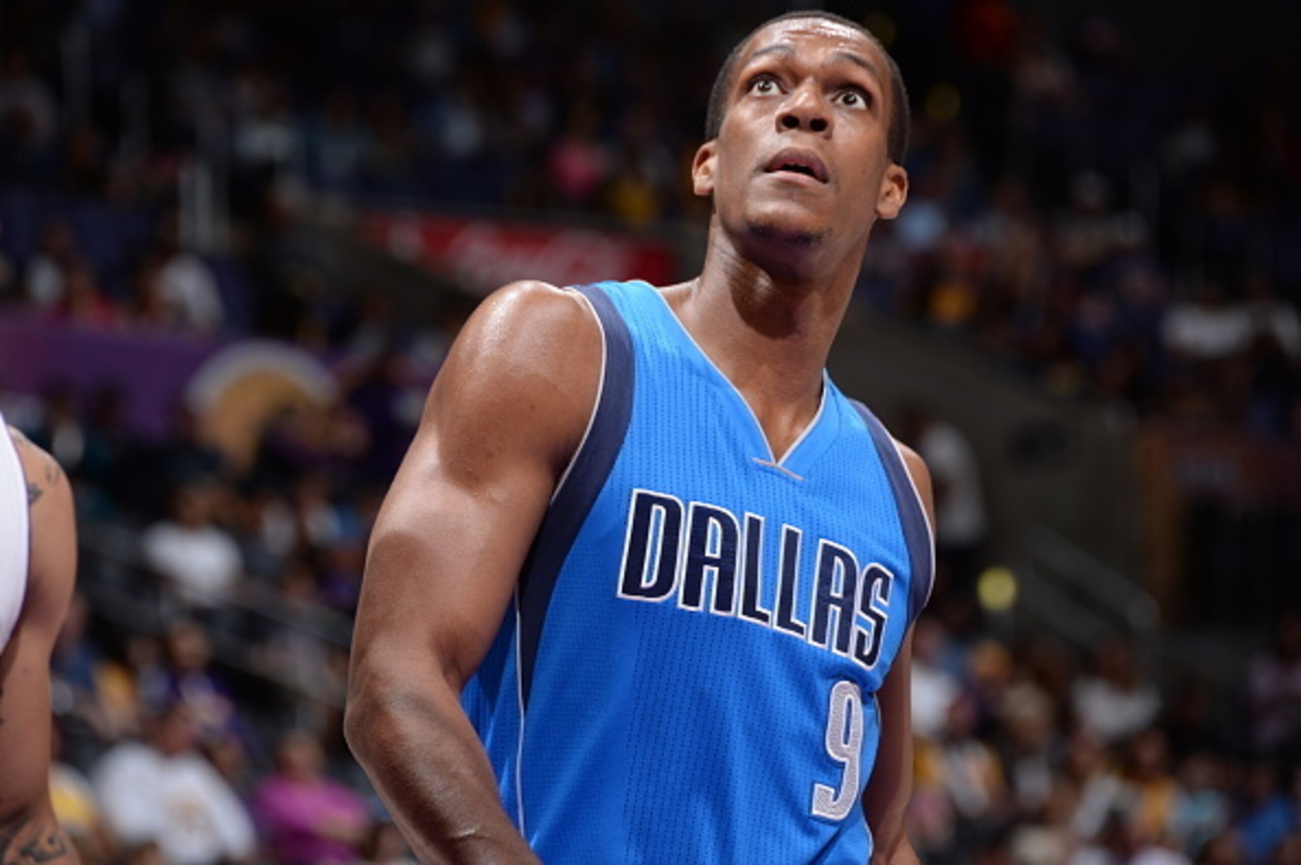 LOS ANGELES, CA - APRIL 12:  Rajon Rondo #9 of the Dallas Mavericks during the game against the Los Angeles Lakers on April 12, 2015 at Staples Center in Los Angeles, California. NOTE TO USER: User expressly acknowledges and agrees that, by downloading an