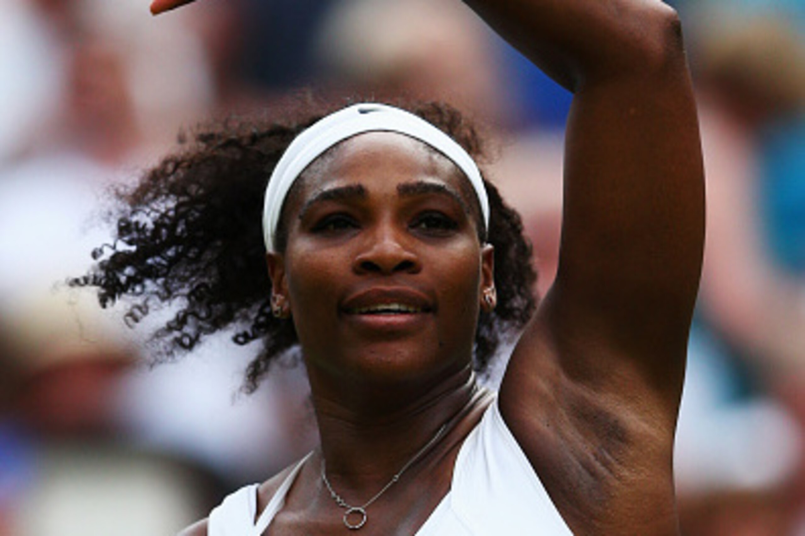 LONDON, ENGLAND - JULY 01:  Serena Williams of the United States celebrates victory in her Ladies Singles Second Round match against Timea Babos of Hungary during day three of the Wimbledon Lawn Tennis Championships at the All England Lawn Tennis and Croq