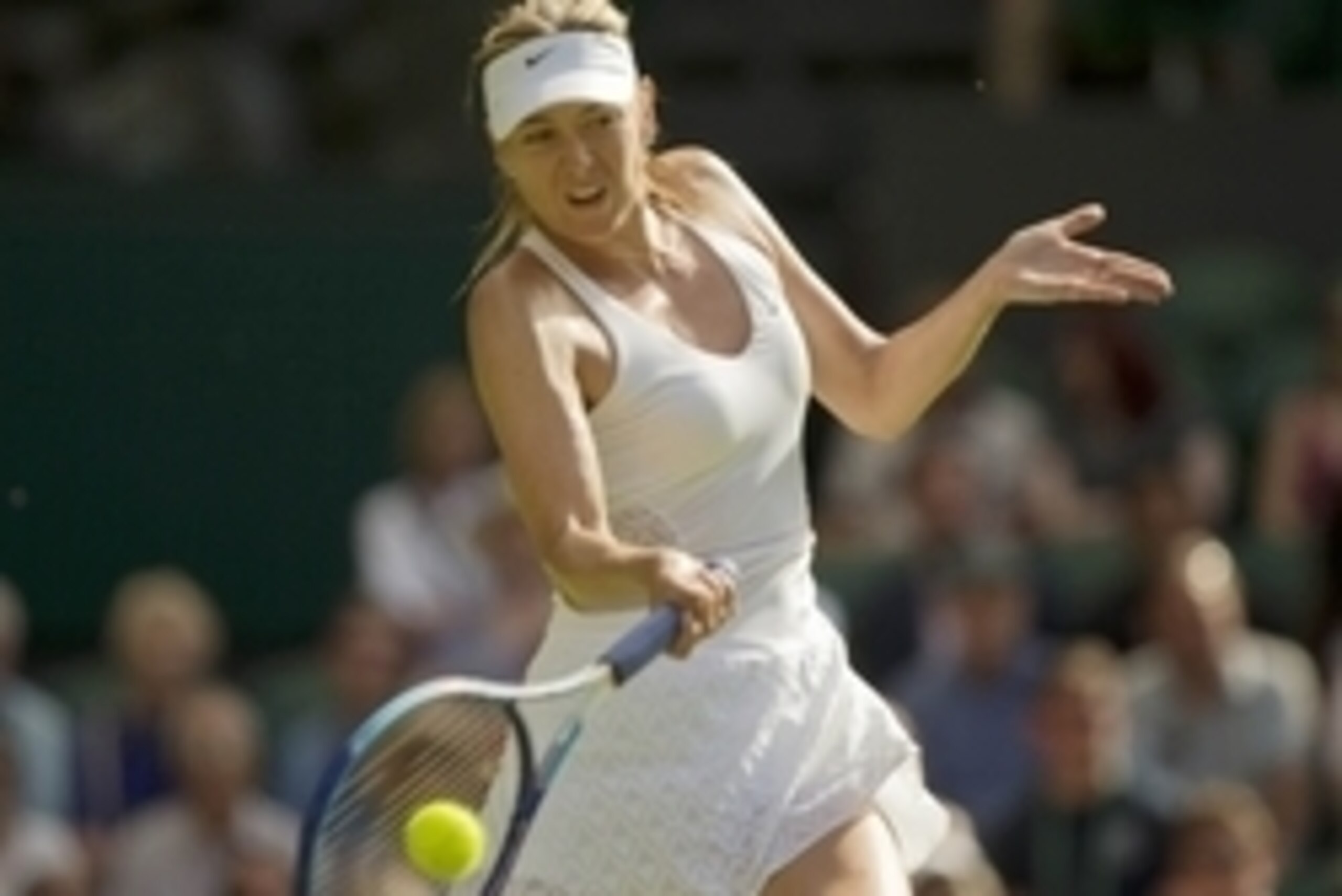 Jun 29, 2015; London, United Kingdom; Maria Sharapova (RUS) in action during her match against Johanna Konta (GBR) on day one of The Championships Wimbledon at the AELTC. Mandatory Credit: Susan Mullane-USA TODAY Sports