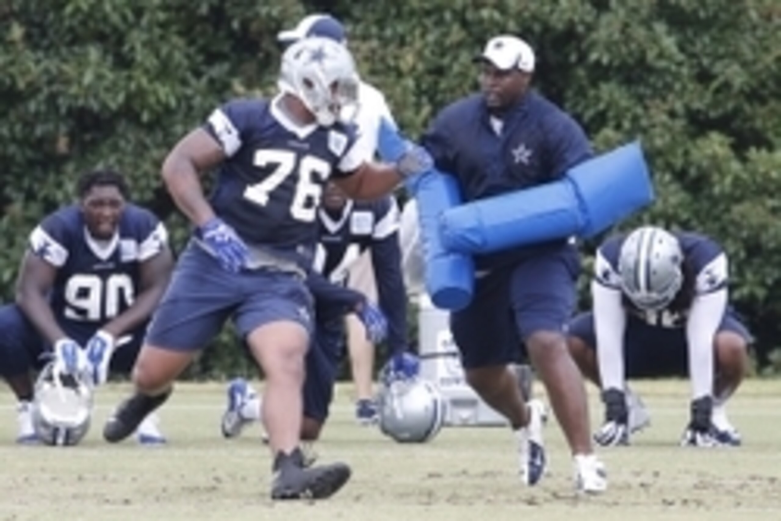 Jun 16, 2015; Irving, TX, USA; Dallas Cowboys defensive end Greg Hardy (76) runs through a drill during minicamp at Dallas Cowboys Headquarters. Mandatory Credit: Matthew Emmons-USA TODAY Sports Jun 16, 2015; Irving, TX, USA; Dallas Cowboys defensive end Greg Hardy (76) runs through a drill during minicamp at Dallas Cowboys Headquarters. Mandatory Credit: Matthew Emmons-USA TODAY Sports