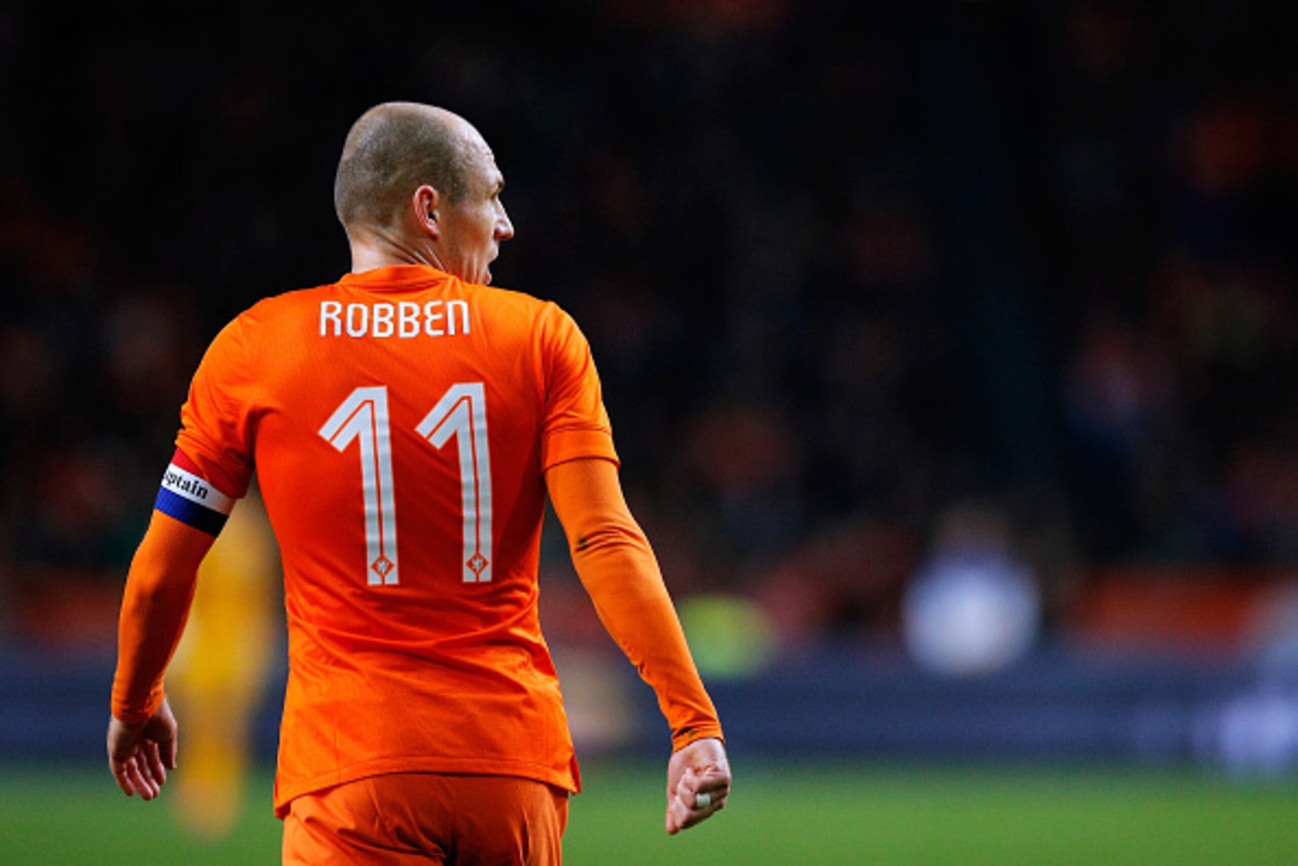 AMSTERDAM, NETHERLANDS - NOVEMBER 12: Arjen Robben of Netherlands in action during the international friendly match between Netherlands and Mexico held at the Amsterdam ArenA on November 12, 2014 in Amsterdam, Netherlands. (Photo by Dean Mouhtaropoulos/ AMSTERDAM, NETHERLANDS - NOVEMBER 12: Arjen Robben of Netherlands in action during the international friendly match between Netherlands and Mexico held at the Amsterdam ArenA on November 12, 2014 in Amsterdam, Netherlands. (Photo by Dean Mouhtaropoulos/