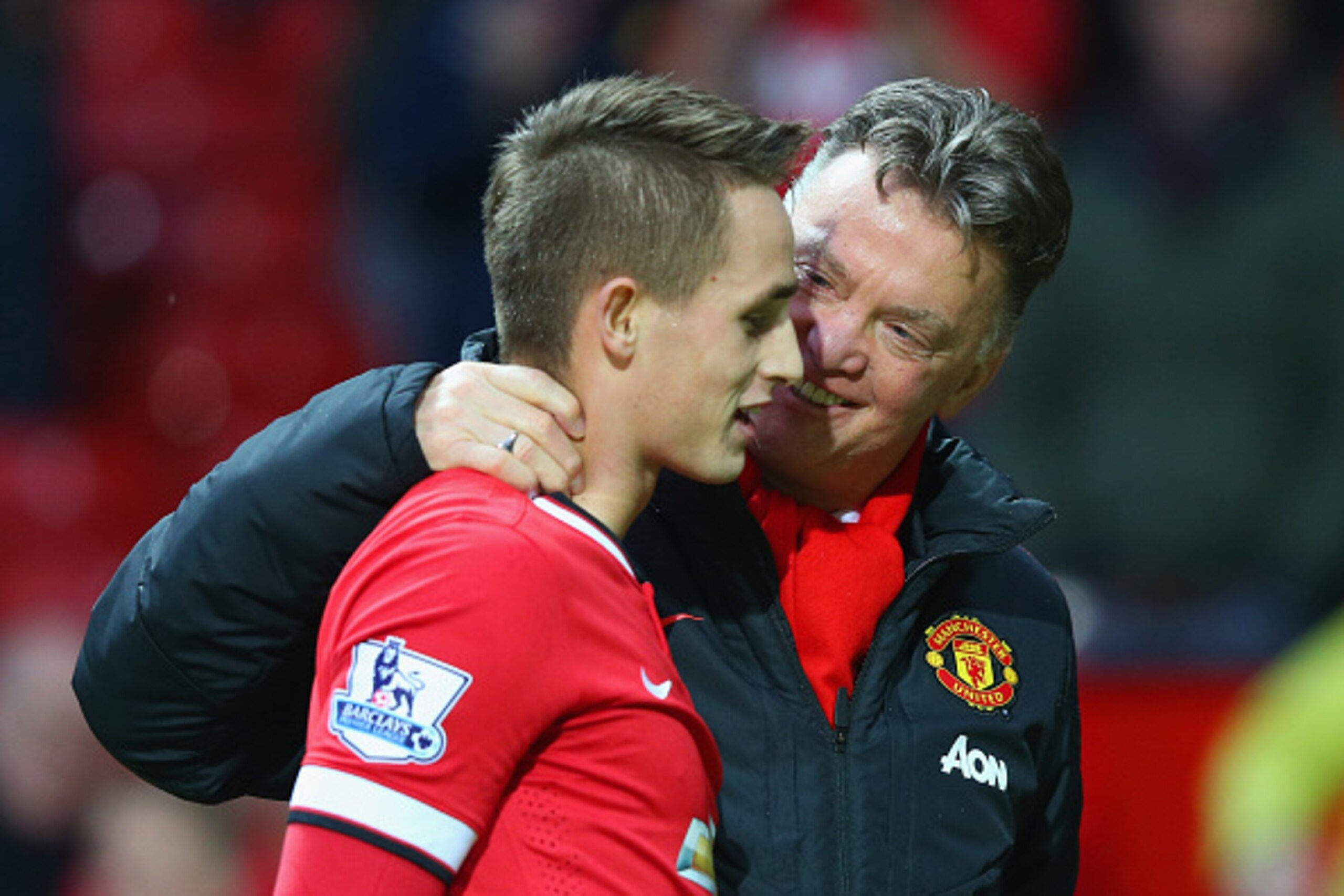 MANCHESTER, ENGLAND - FEBRUARY 28: Manager Louis van Gaal of Manchester United speaks with Adnan Januzaj of Manchester United after the Barclays Premier League match between Manchester United and Sunderland at Old Trafford on February 28, 2015 in Manches MANCHESTER, ENGLAND - FEBRUARY 28: Manager Louis van Gaal of Manchester United speaks with Adnan Januzaj of Manchester United after the Barclays Premier League match between Manchester United and Sunderland at Old Trafford on February 28, 2015 in Manches