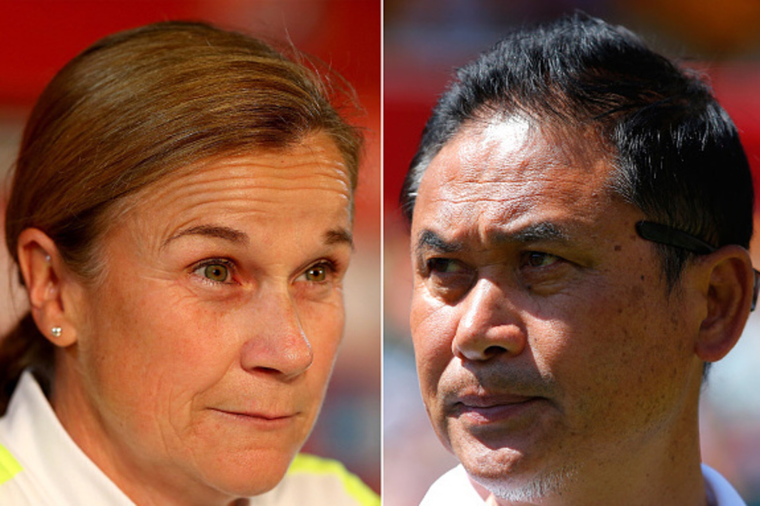 (FILE PHOTO - Image Numbers 478998092  (L) and 478796932) In this composite image a comparison has been made between Head coach Jill Ellis of the U.S and Head Coach Norio Sasaki of Japan. USA and Japan meet in the FIFA Women's World Cup 2015 Final on July