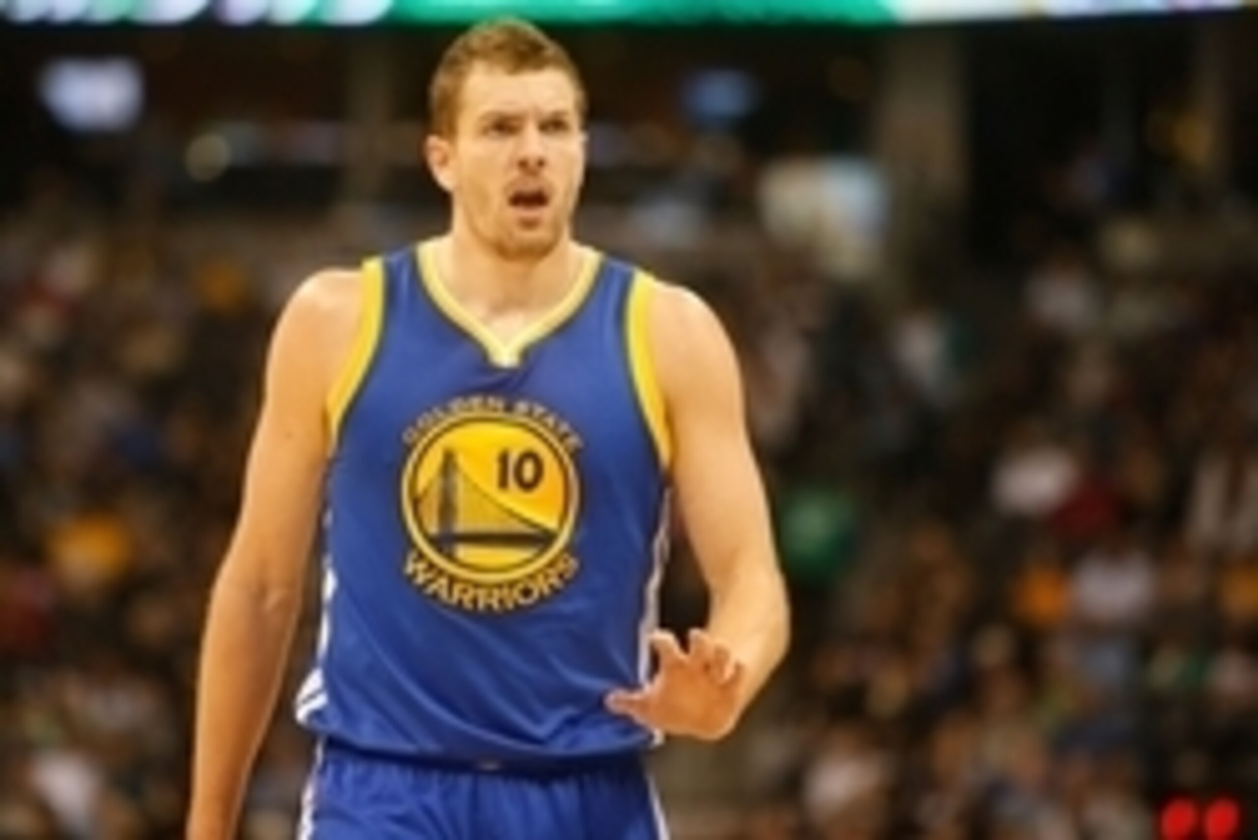 Mar 13, 2015; Denver, CO, USA; Golden State Warriors forward David Lee (10) during the game against the Denver Nuggets at Pepsi Center. Mandatory Credit: Chris Humphreys-USA TODAY Sports Mar 13, 2015; Denver, CO, USA; Golden State Warriors forward David Lee (10) during the game against the Denver Nuggets at Pepsi Center. Mandatory Credit: Chris Humphreys-USA TODAY Sports
