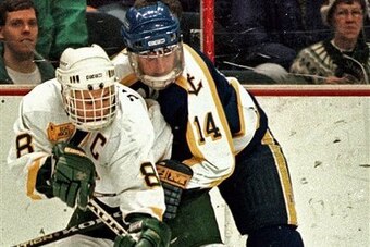 Martin St. Louis, left, with the University of Vermont