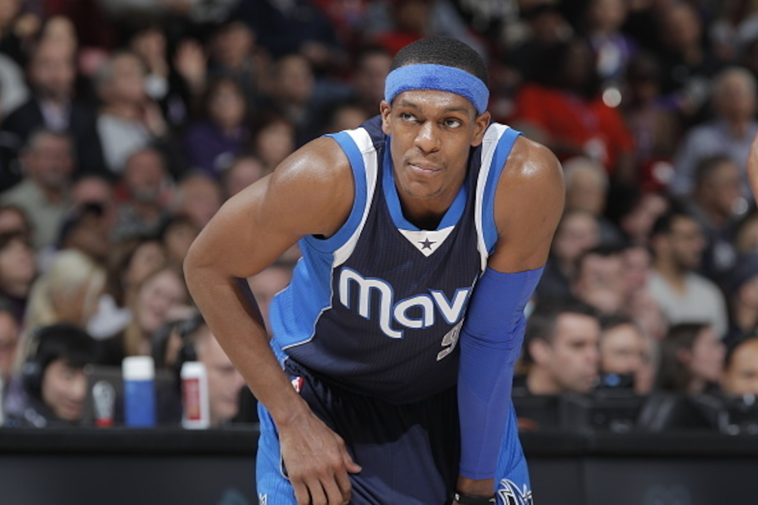 SACRAMENTO, CA - JANUARY 13: Rajon Rondo #9 of the Dallas Mavericks looks on during the game against the Sacramento Kings on January 13, 2015 at Sleep Train Arena in Sacramento, California. NOTE TO USER: User expressly acknowledges and agrees that, by dow