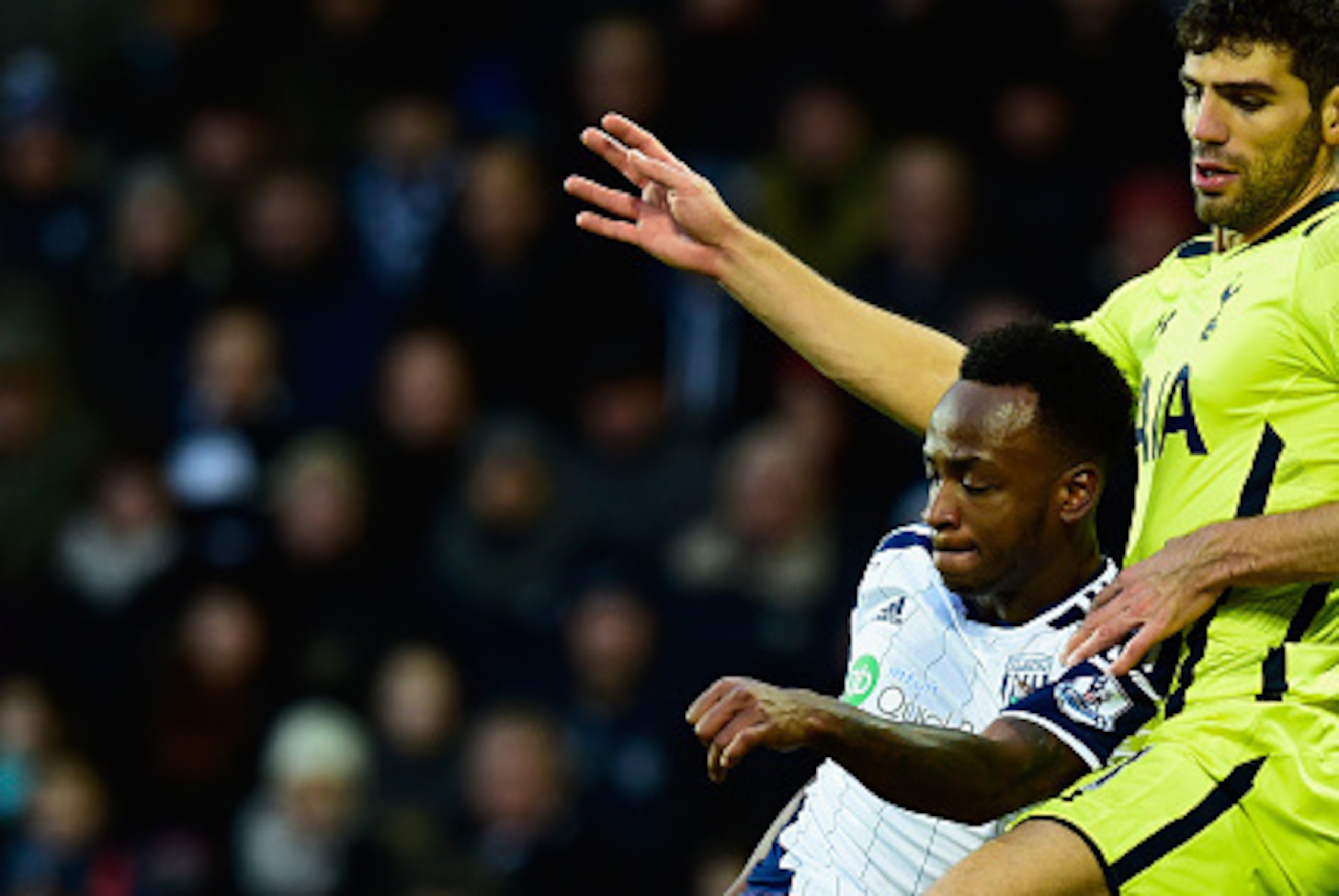 WEST BROMWICH, ENGLAND - JANUARY 31:  WBA player Saido Berahino in action during the Barclays Premier League match between West Bromwich Albion and Tottenham Hotspur at The Hawthorns on January 31, 2015 in West Bromwich, England.  (Photo by Stu Forster/Ge