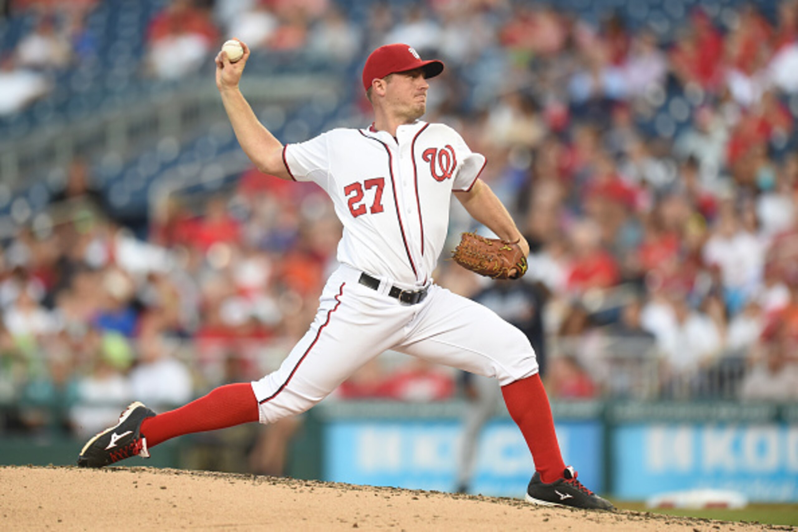 WASHINGTON, DC - JUNE 24: Jordan Zimmermann #27 of the Washington Nationals pitches in fifth inning during a baseball game against the Washington Nationals at Nationals Park on June 24, 2015 in Washington, DC. (Photo by Mitchell Layton/Getty Images) WASHINGTON, DC - JUNE 24: Jordan Zimmermann #27 of the Washington Nationals pitches in fifth inning during a baseball game against the Washington Nationals at Nationals Park on June 24, 2015 in Washington, DC. (Photo by Mitchell Layton/Getty Images)
