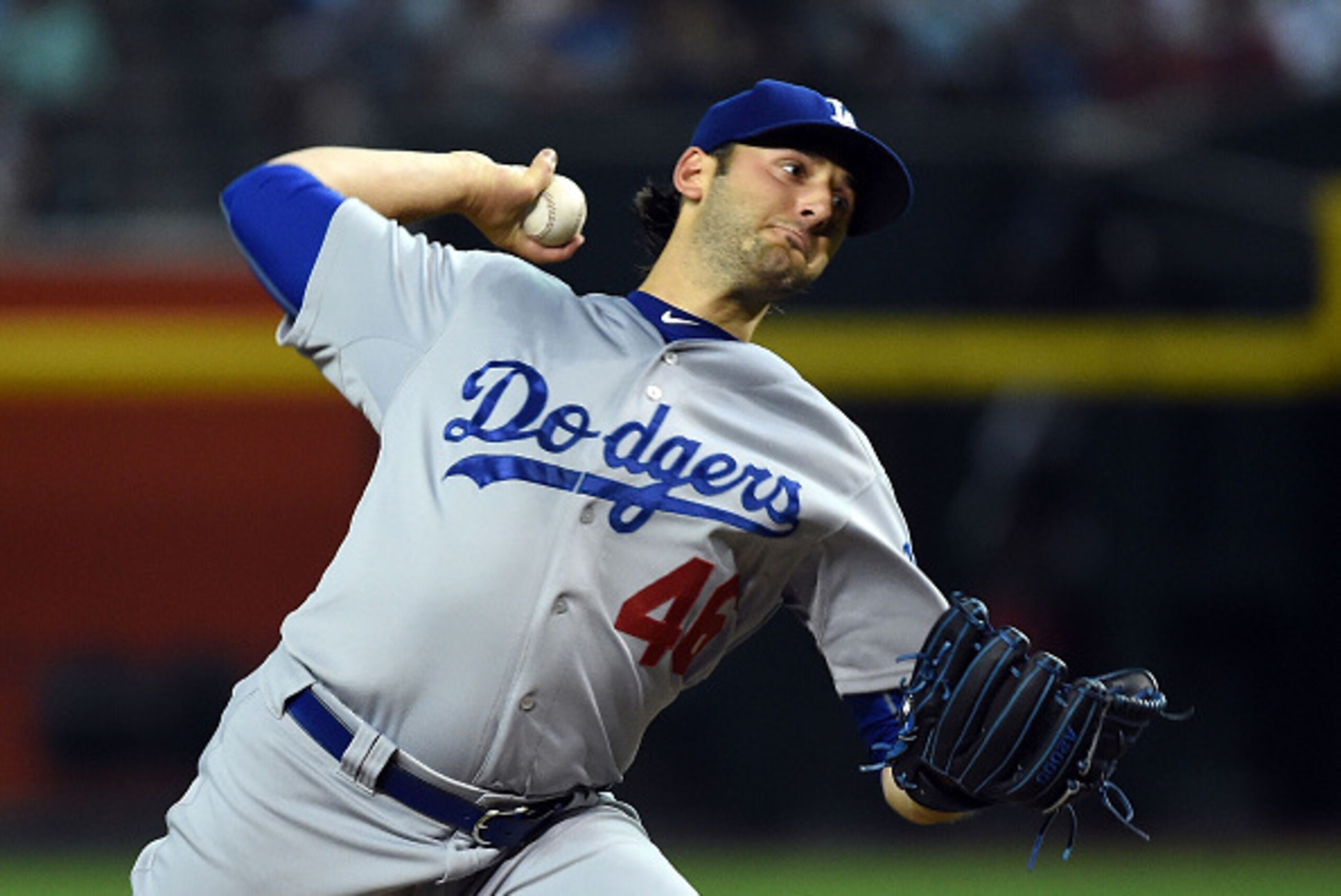 PHOENIX, AZ - JUNE 29: Mike Bolsinger #46 of the Los Angeles Dodgers delivers a first inning pitch against the Arizona Diamondbacks at Chase Field on June 29, 2015 in Phoenix, Arizona. (Photo by Norm Hall/Getty Images) PHOENIX, AZ - JUNE 29: Mike Bolsinger #46 of the Los Angeles Dodgers delivers a first inning pitch against the Arizona Diamondbacks at Chase Field on June 29, 2015 in Phoenix, Arizona. (Photo by Norm Hall/Getty Images)