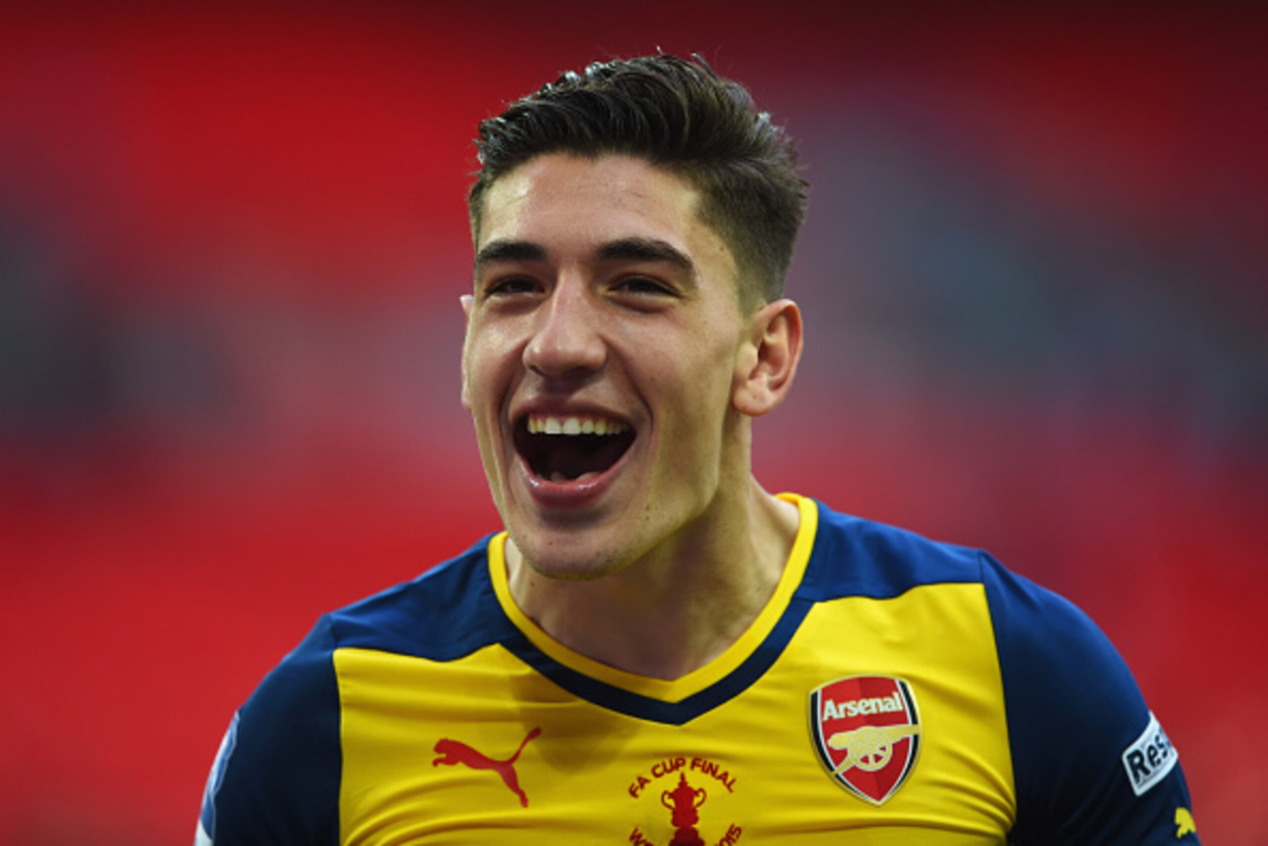 LONDON, ENGLAND - MAY 30:  Hector Bellerin of Arsenal celebrates victory after the FA Cup Final between Aston Villa and Arsenal at Wembley Stadium on May 30, 2015 in London, England. Arsenal beat Aston Villa 4-0.  (Photo by Shaun Botterill/Getty Images)