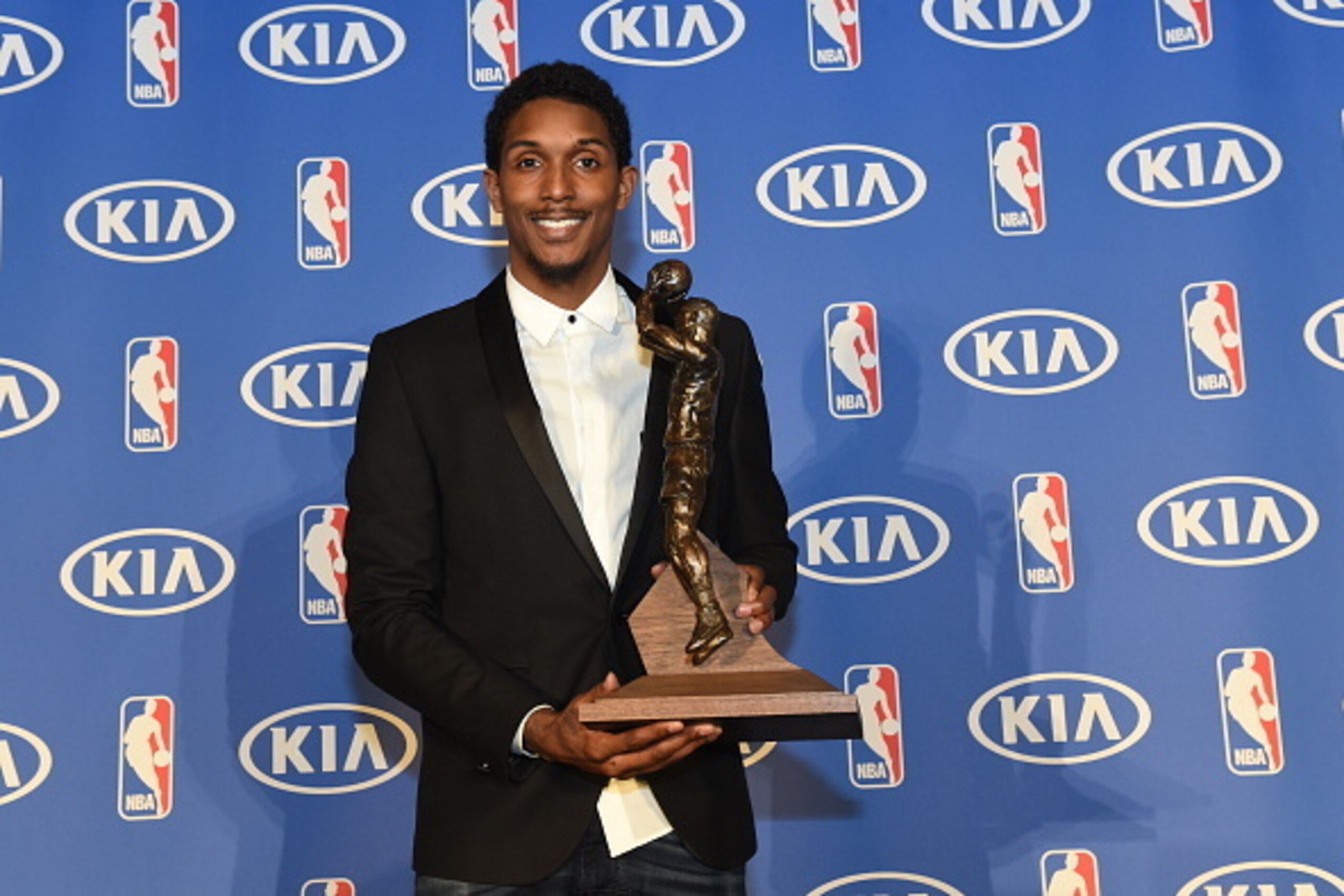 TORONTO, CANADA - April 20: Lou Williams of the Toronto Raptors Receives the Kia Sixth Man Award in Toronto, Ontario, Canada. NOTE TO USER: User expressly acknowledges and agrees that, by downloading and or using this Photograph, user is consenting to th TORONTO, CANADA - April 20: Lou Williams of the Toronto Raptors Receives the Kia Sixth Man Award in Toronto, Ontario, Canada. NOTE TO USER: User expressly acknowledges and agrees that, by downloading and or using this Photograph, user is consenting to th