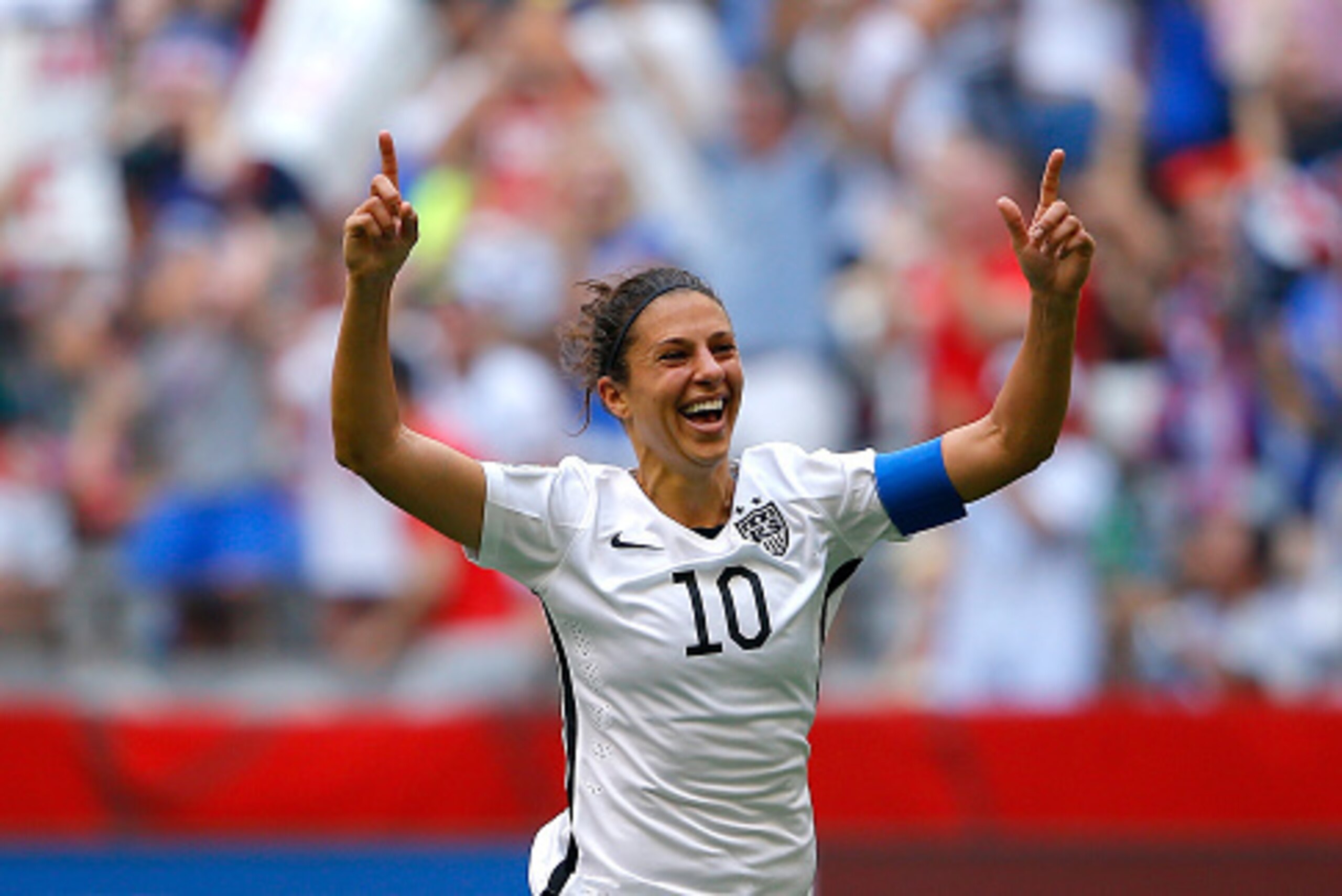 VANCOUVER, BC - JULY 05: Carli Lloyd #10 of the United States reacts in the first half after scoring a goal against Japan in the FIFA Women's World Cup Canada 2015 Final at BC Place Stadium on July 5, 2015 in Vancouver, Canada. (Photo by Kevin C. Cox/Ge VANCOUVER, BC - JULY 05: Carli Lloyd #10 of the United States reacts in the first half after scoring a goal against Japan in the FIFA Women's World Cup Canada 2015 Final at BC Place Stadium on July 5, 2015 in Vancouver, Canada. (Photo by Kevin C. Cox/Ge