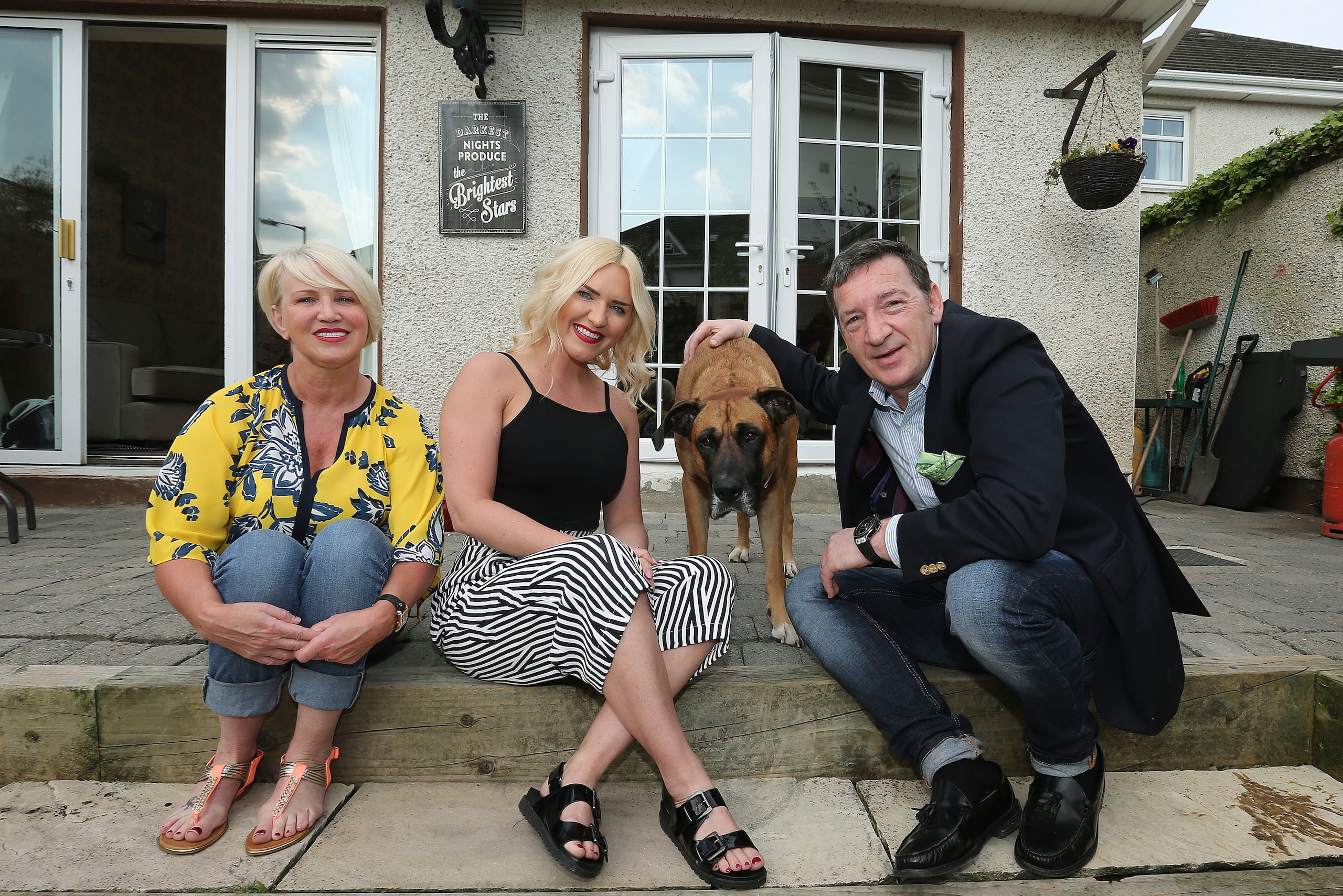 The McGregors in Dublin: Mags, Erin, dog Hugo and Tony.