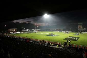 INVERCARGILL, NEW ZEALAND - MAY 30:  A general view of Rugby Park Stadium prior to round 16 Super Rugby match between the Highlanders and the Chiefs at Rugby Park Stadium on May 30, 2015 in Invercargill, New Zealand.  (Photo by Dianne Manson/Getty Images)