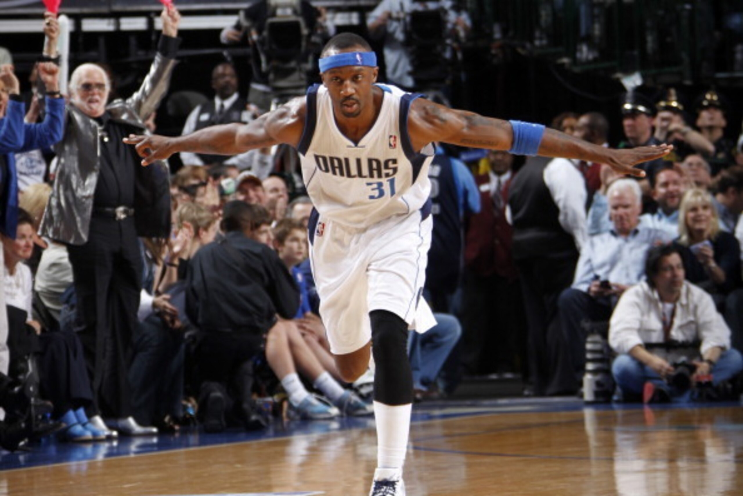 DALLAS, TX - FEBRUARY 1: Jason Terry #31 of the Dallas Mavericks celebrates after a shot against the Oklahoma City Thunder on February 1, 2012 at the American Airlines Center in Dallas, Texas. NOTE TO USER: User expressly acknowledges and agrees that, by 