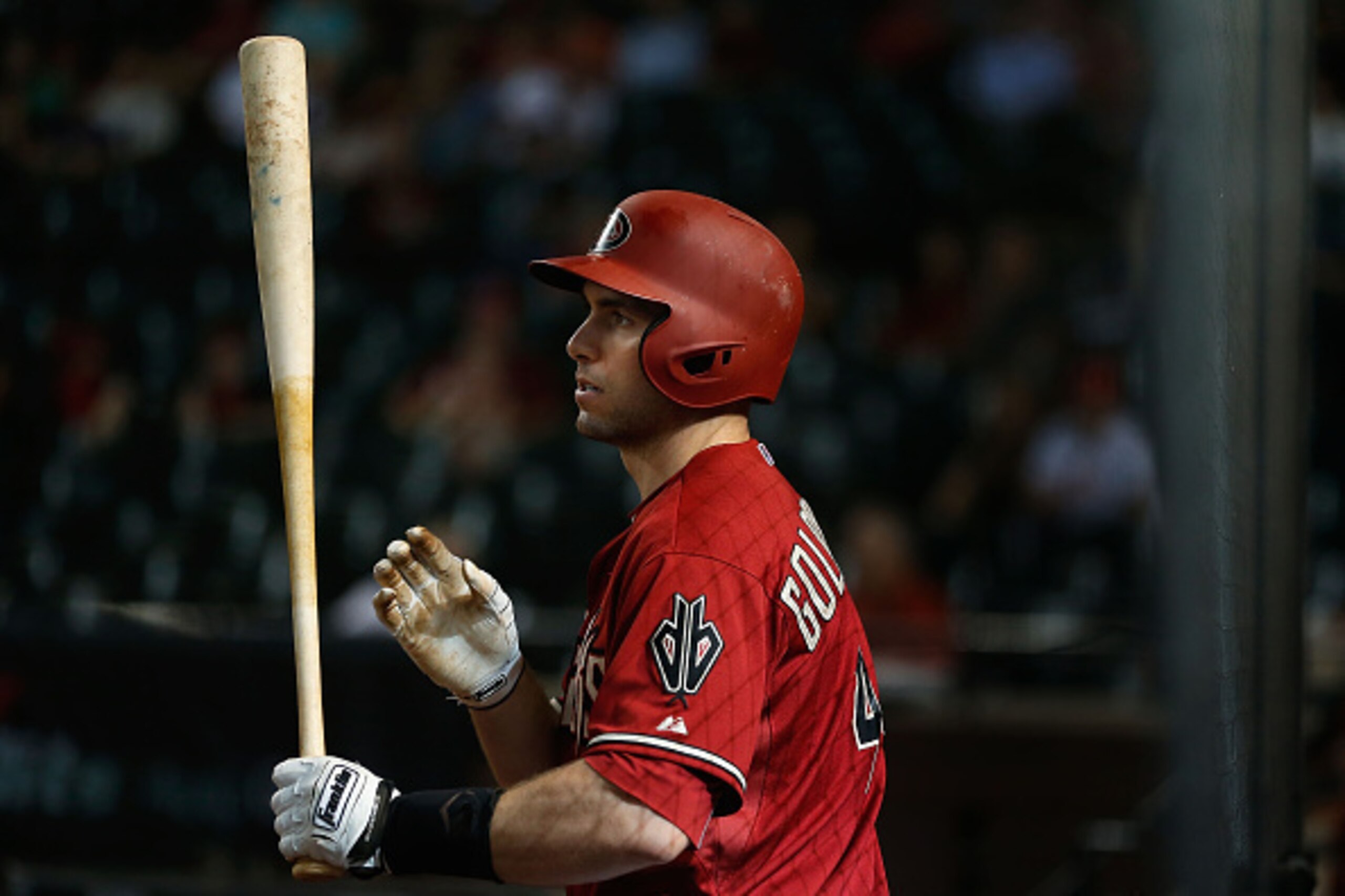 PHOENIX, AZ - JULY 05:  Paul Goldschmidt #44 of the Arizona Diamondbacks warms up on deck during the ninth inning of the MLB game against the Colorado Rockies at Chase Field on July 5, 2015 in Phoenix, Arizona.   The Rockies defeated the Diamondbacks 6-4.