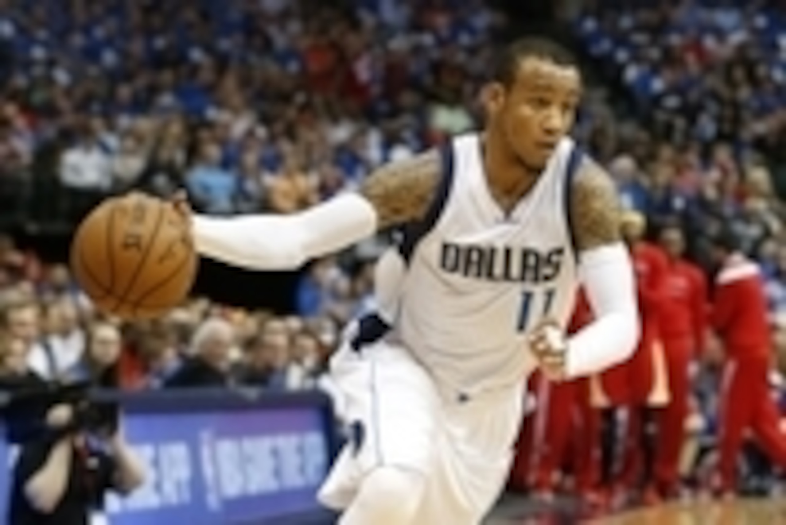 Apr 24, 2015; Dallas, TX, USA; Dallas Mavericks guard Monta Ellis (11) drives against the Houston Rockets in game three of the first round of the NBA Playoffs at American Airlines Center. Mandatory Credit: Matthew Emmons-USA TODAY Sports Apr 24, 2015; Dallas, TX, USA; Dallas Mavericks guard Monta Ellis (11) drives against the Houston Rockets in game three of the first round of the NBA Playoffs at American Airlines Center. Mandatory Credit: Matthew Emmons-USA TODAY Sports