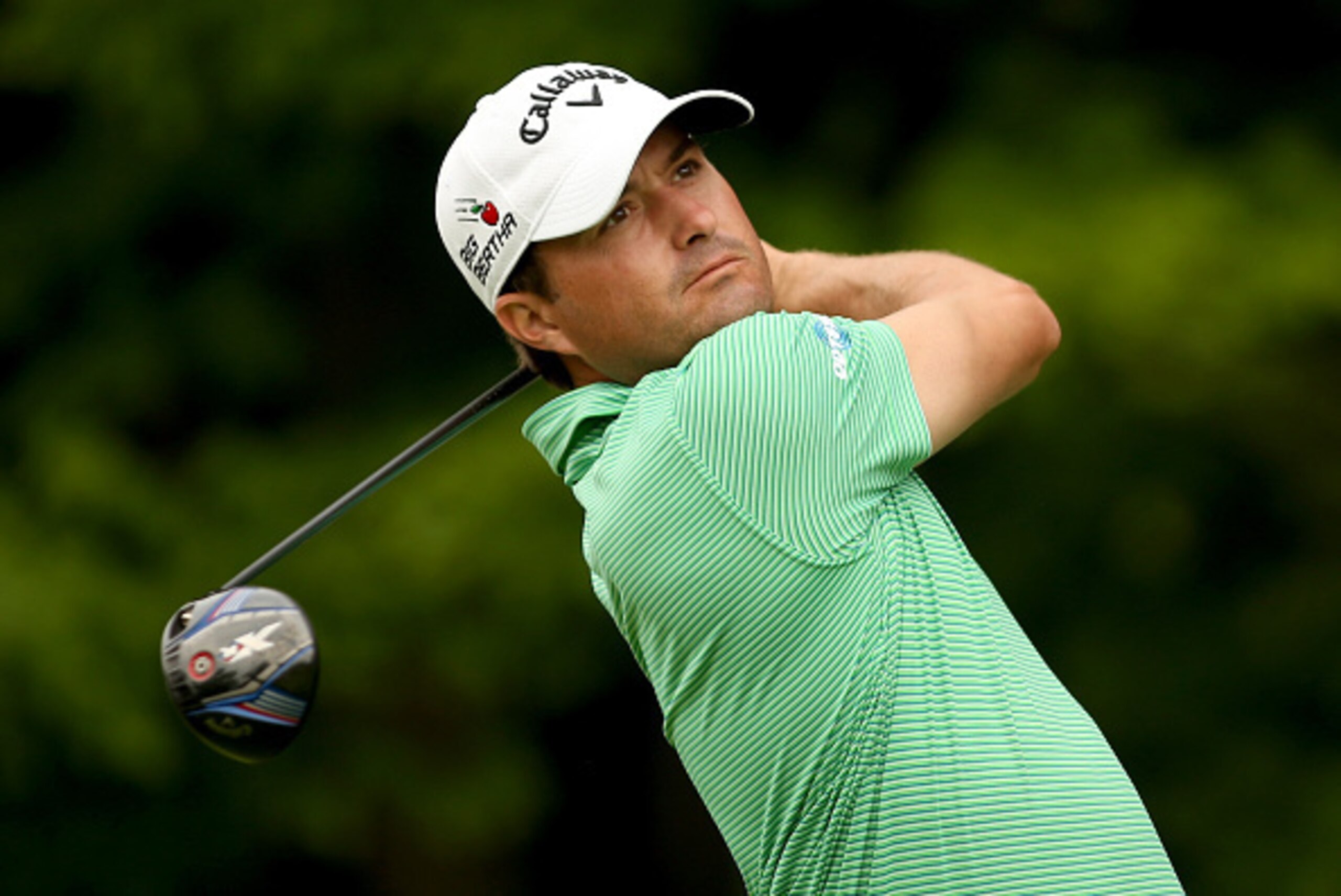 WHITE SULPHUR SPRINGS, WV - JULY 02:  Kevin Kisner tees off on the 17th hole during the first round of the Greenbrier Classic at the Old White TPC on July 2, 2015 in White Sulphur Springs, West Virginia.  (Photo by Darren Carroll/Getty Images)