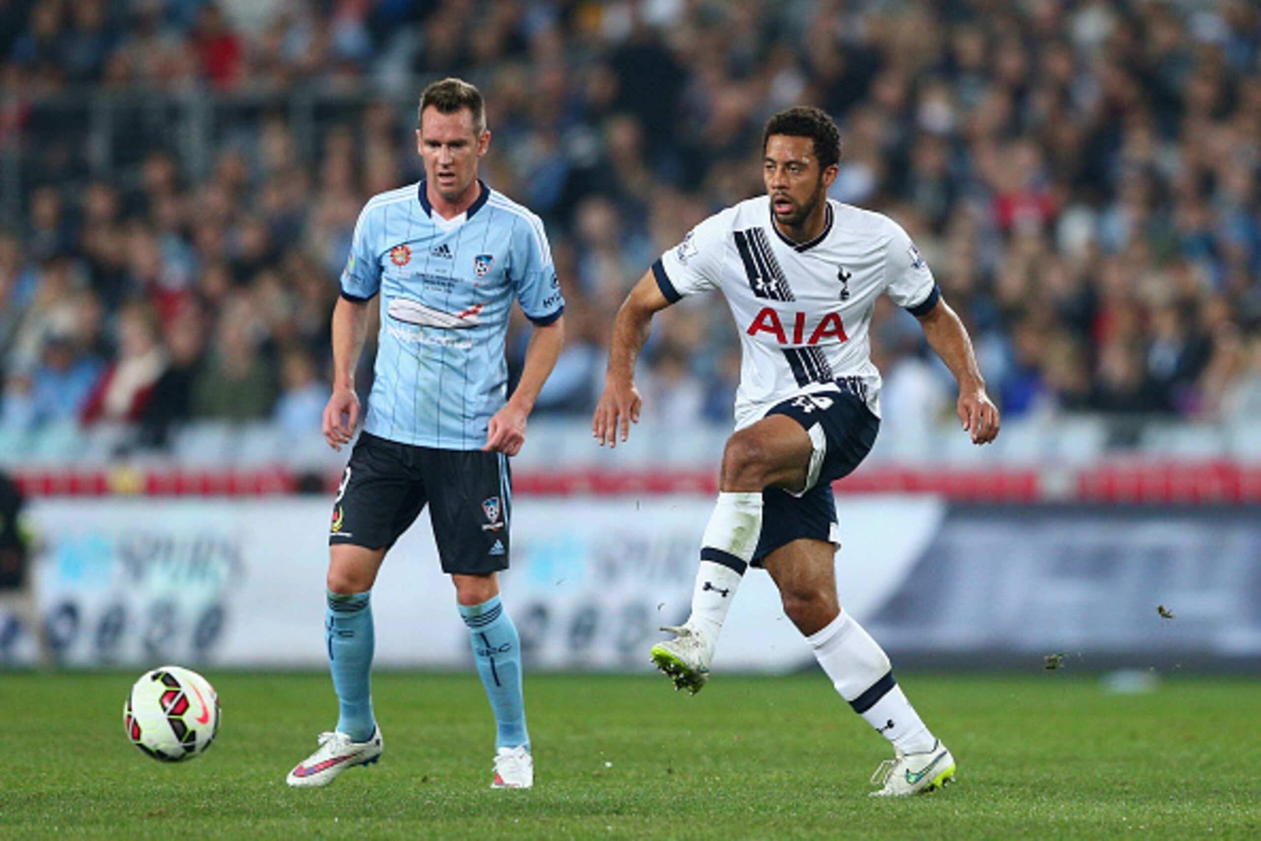 SYDNEY, AUSTRALIA - MAY 30: Mousa Dembele of Hotspurs kicks during the international friendly match between Sydney FC and Tottenham Spurs at ANZ Stadium on May 30, 2015 in Sydney, Australia.  (Photo by Cameron Spencer/Getty Images)