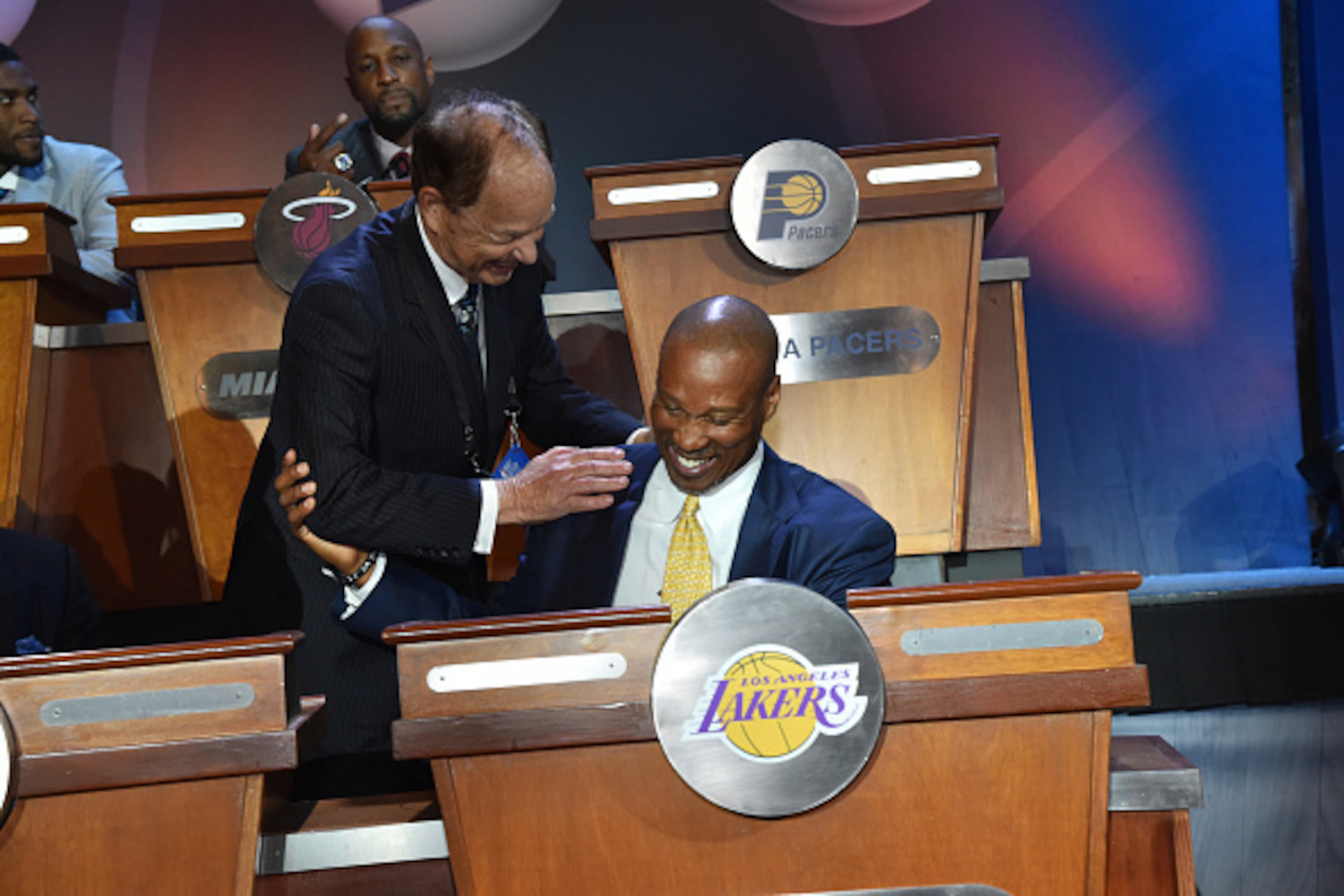 NEW YORK - MAY 19: Owner Glen Taylor chats with Head Coach Byron Scott of the Los Angeles Lakers during the 2015 NBA Draft Lottery reception on May 19, 2015 at the New York Hilton Midtown in New York City. NOTE TO USER: User expressly acknowledges and ag NEW YORK - MAY 19: Owner Glen Taylor chats with Head Coach Byron Scott of the Los Angeles Lakers during the 2015 NBA Draft Lottery reception on May 19, 2015 at the New York Hilton Midtown in New York City. NOTE TO USER: User expressly acknowledges and ag