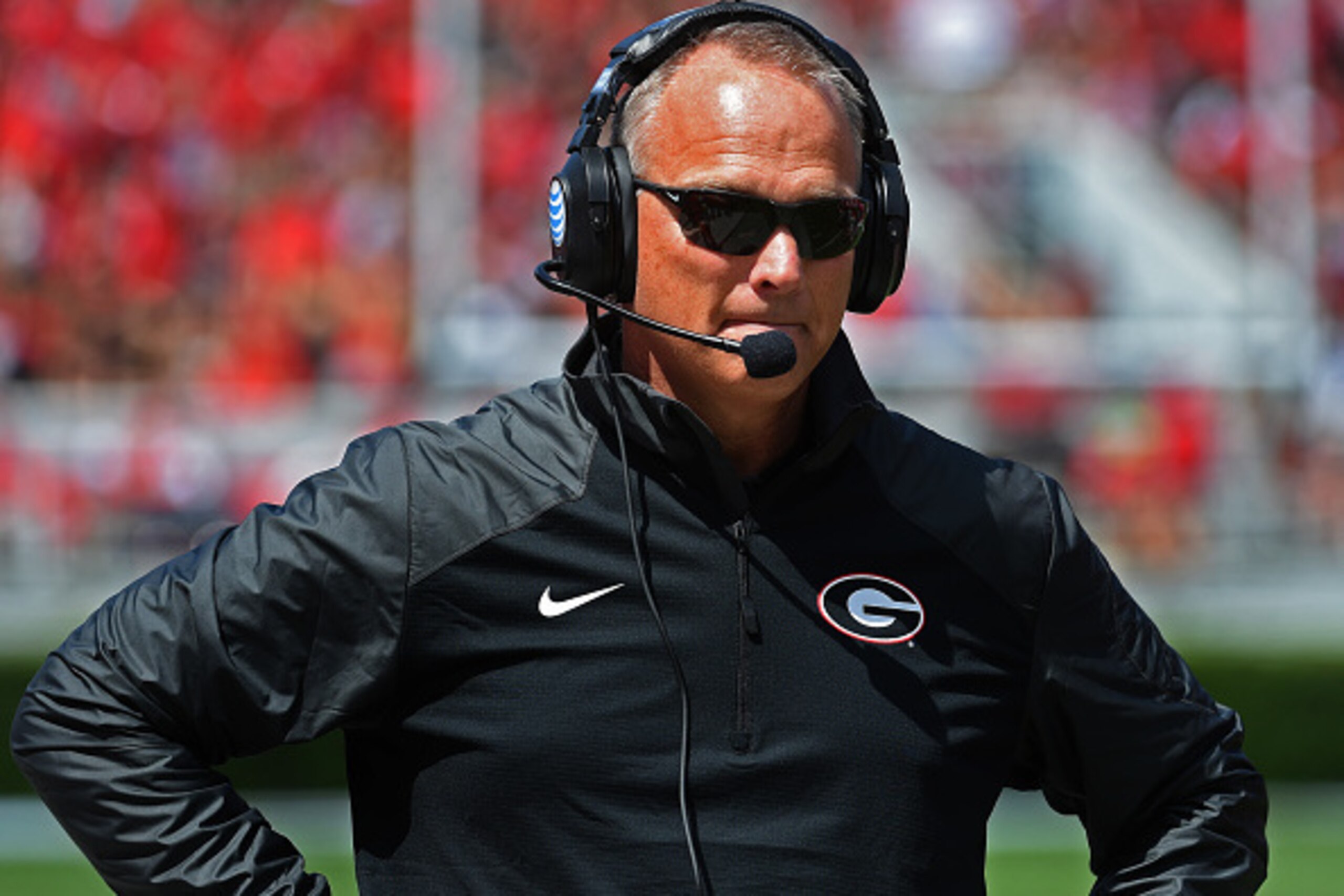 ATHENS, GA - SEPTEMBER 20: Head Coach Mark Richt of the Georgia Bulldogs watches the action against the Troy Trojans at Sanford Stadium on September 20, 2014 in Athens, Georgia. (Photo by Scott Cunningham/Getty Images)