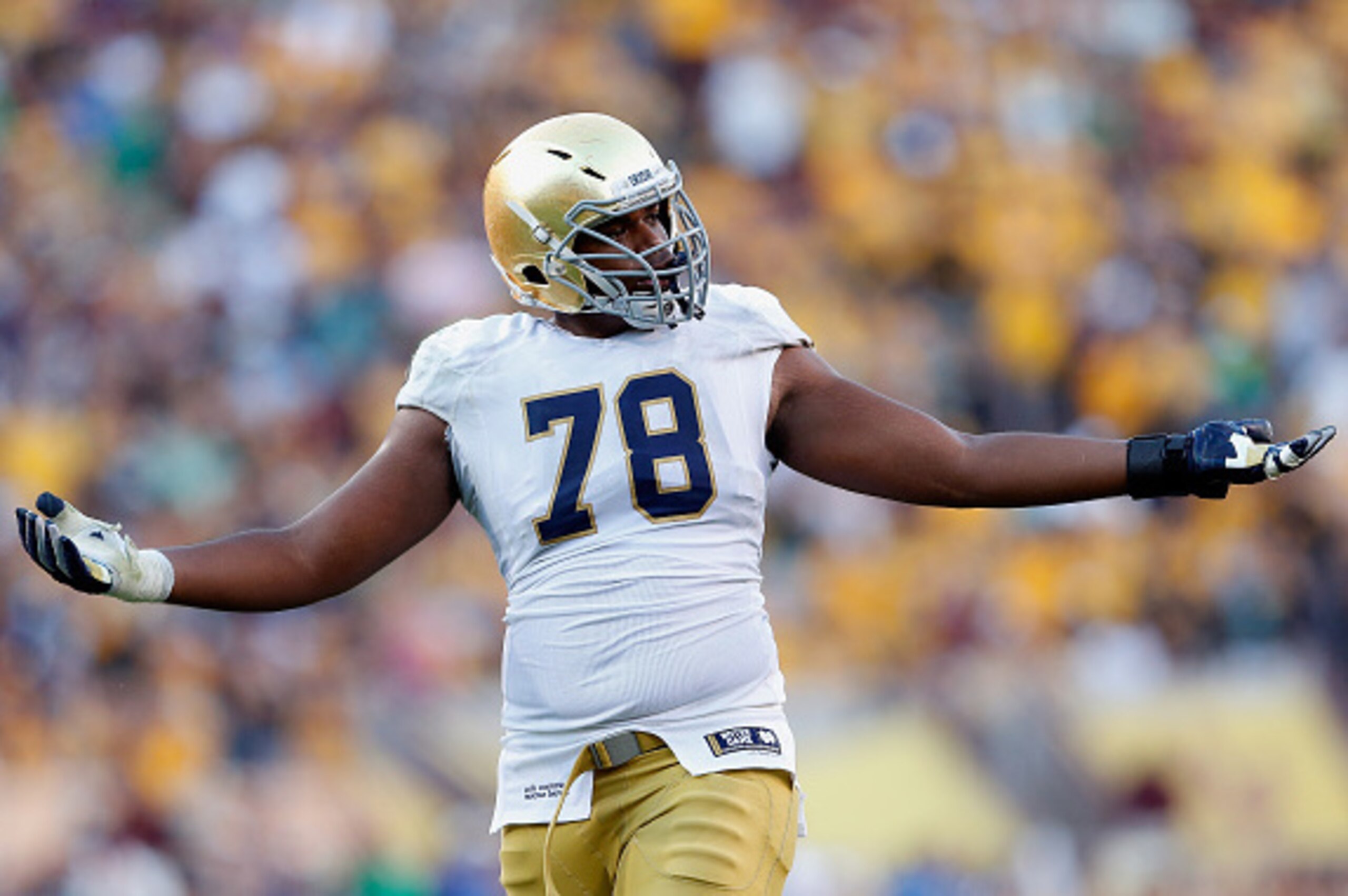 TEMPE, AZ - NOVEMBER 08:  Offensive lineman Ronnie Stanley #78 of the Notre Dame Fighting Irish during the college football game against the Arizona State Sun Devils at Sun Devil Stadium on November 8, 2014 in Tempe, Arizona. The Sun Devils defeated the F