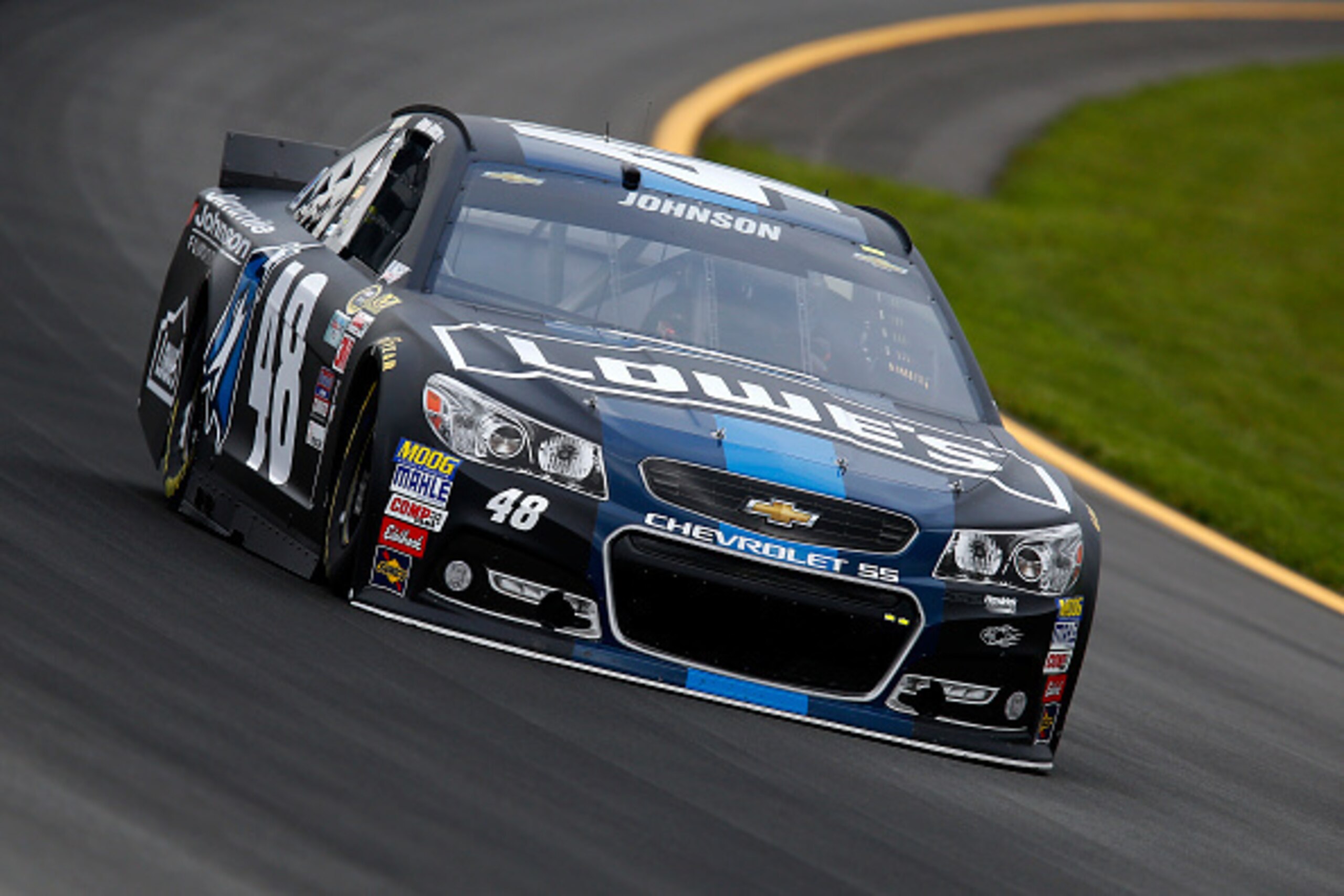 LONG POND, PA - JUNE 06: Jimmie Johnson, driver of the #48 Lowe's/Jimmie Johnson Foundation Chevrolet, practices for the NASCAR Sprint Cup Series Axalta 'We Paint Winners' 400 at Pocono Raceway on June 6, 2015 in Long Pond, Pennsylvania. (Photo by Jerry LONG POND, PA - JUNE 06: Jimmie Johnson, driver of the #48 Lowe's/Jimmie Johnson Foundation Chevrolet, practices for the NASCAR Sprint Cup Series Axalta 'We Paint Winners' 400 at Pocono Raceway on June 6, 2015 in Long Pond, Pennsylvania. (Photo by Jerry