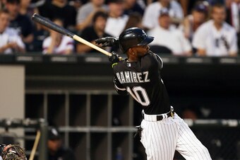 CHICAGO, IL - JULY 06: Alexei Ramirez #10 of the Chicago White Sox bats against the Toronto Blue Jays in fifth inning  at U.S. Cellular Field on July 6, 2015 in Chicago, Illinois.  (Photo by Tasos Katopodis/Getty Images)