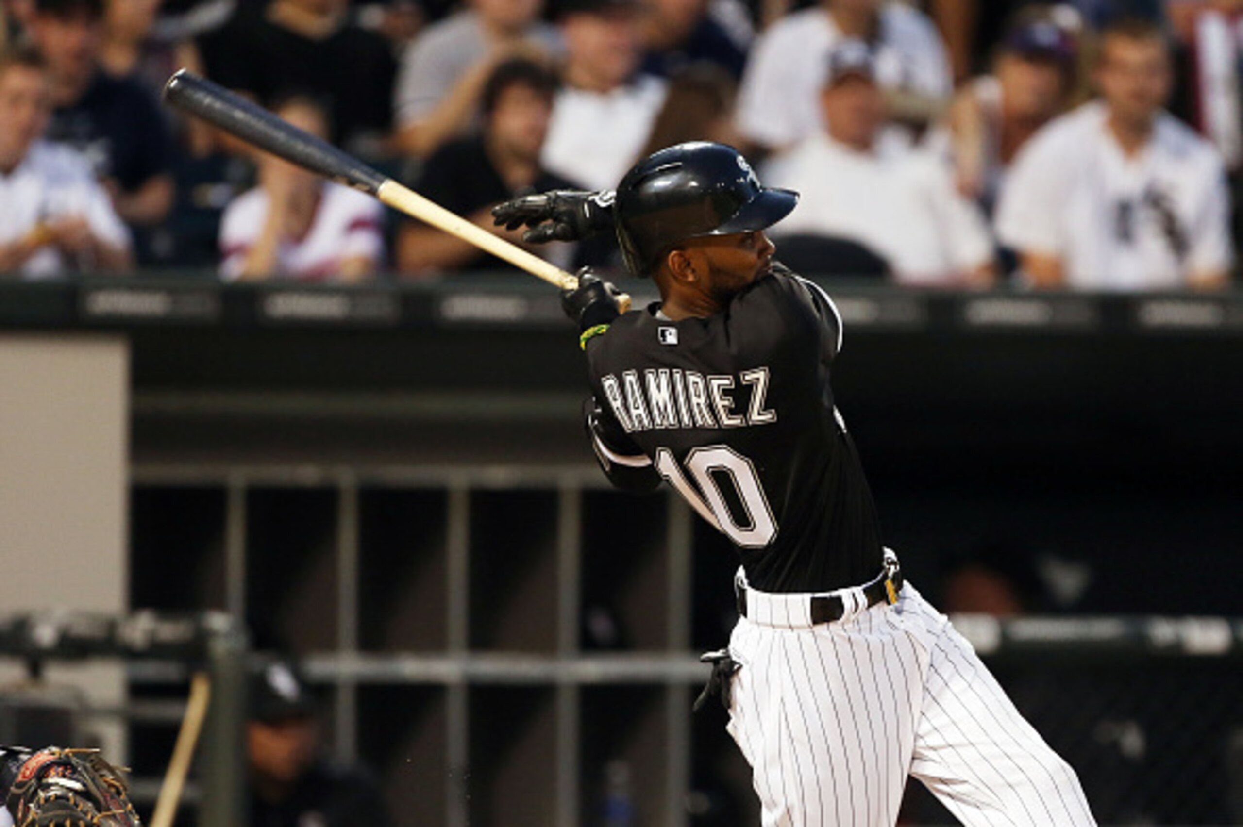 CHICAGO, IL - JULY 06: Alexei Ramirez #10 of the Chicago White Sox bats against the Toronto Blue Jays in fifth inning  at U.S. Cellular Field on July 6, 2015 in Chicago, Illinois.  (Photo by Tasos Katopodis/Getty Images)