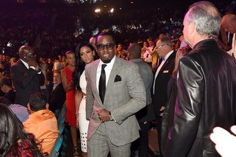 LAS VEGAS, NV - MAY 02:  Model Cassie Ventura (L) and Sean 'Puff Daddy' Combs pose ringside at 'Mayweather VS Pacquiao' presented by SHOWTIME PPV And HBO PPV at MGM Grand Garden Arena on May 2, 2015 in Las Vegas, Nevada.  (Photo by Ethan Miller/Getty Imag